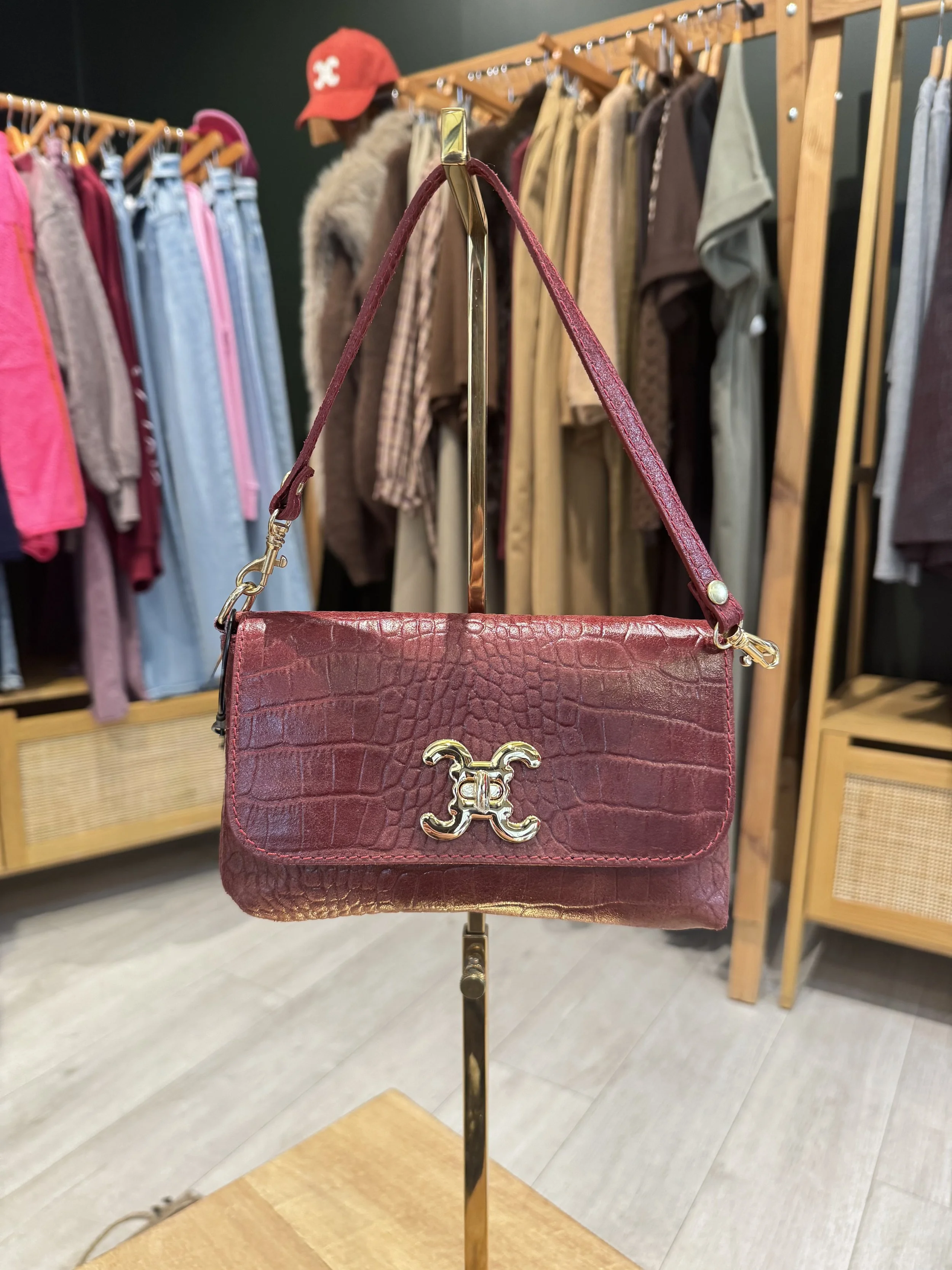 Sac Victoire – Cuir bordeaux effet croco