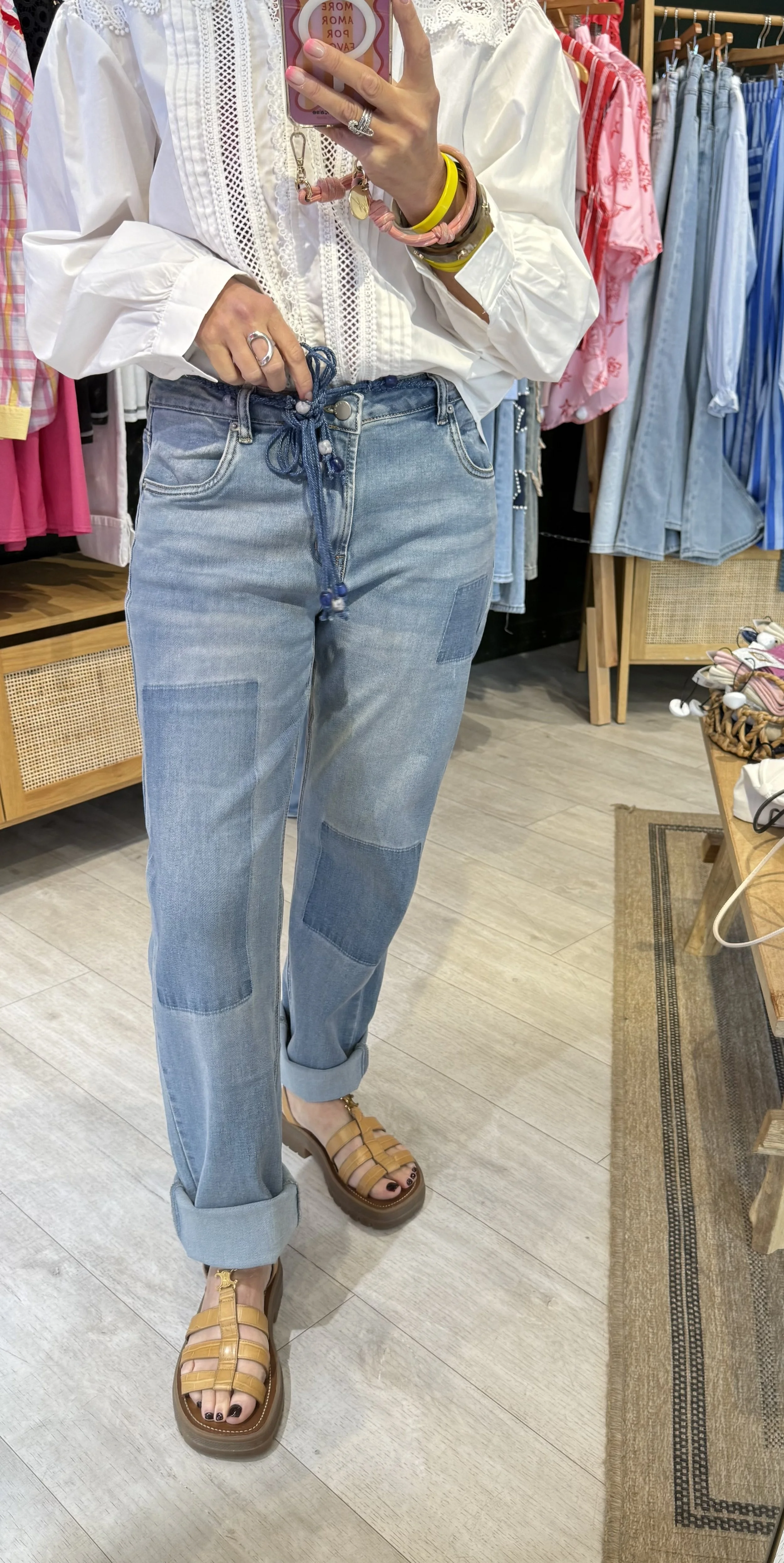 Jean Lalie mum fit bleu clair