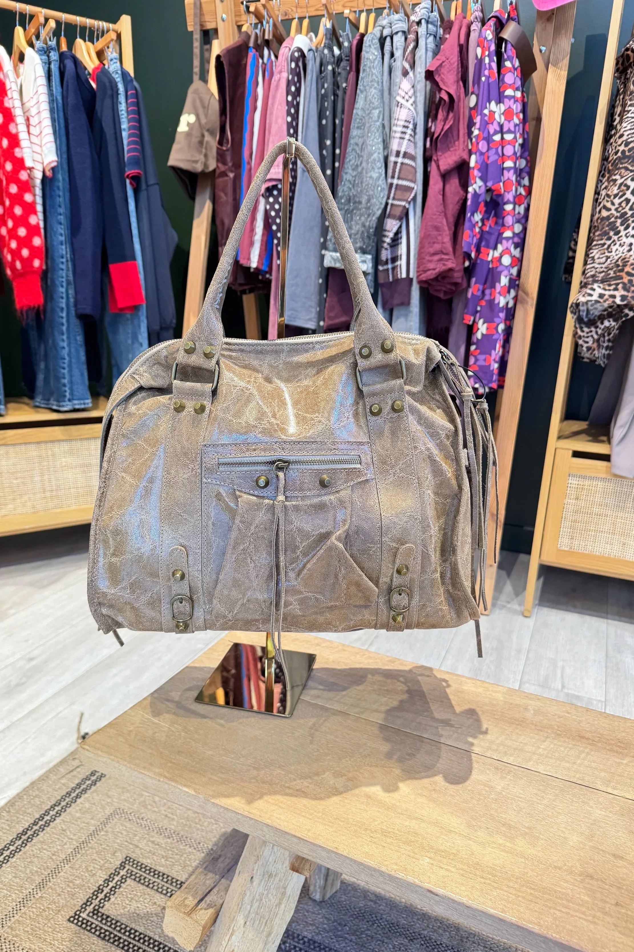 Sac Balencia Grand – Cuir de vachette Taupe