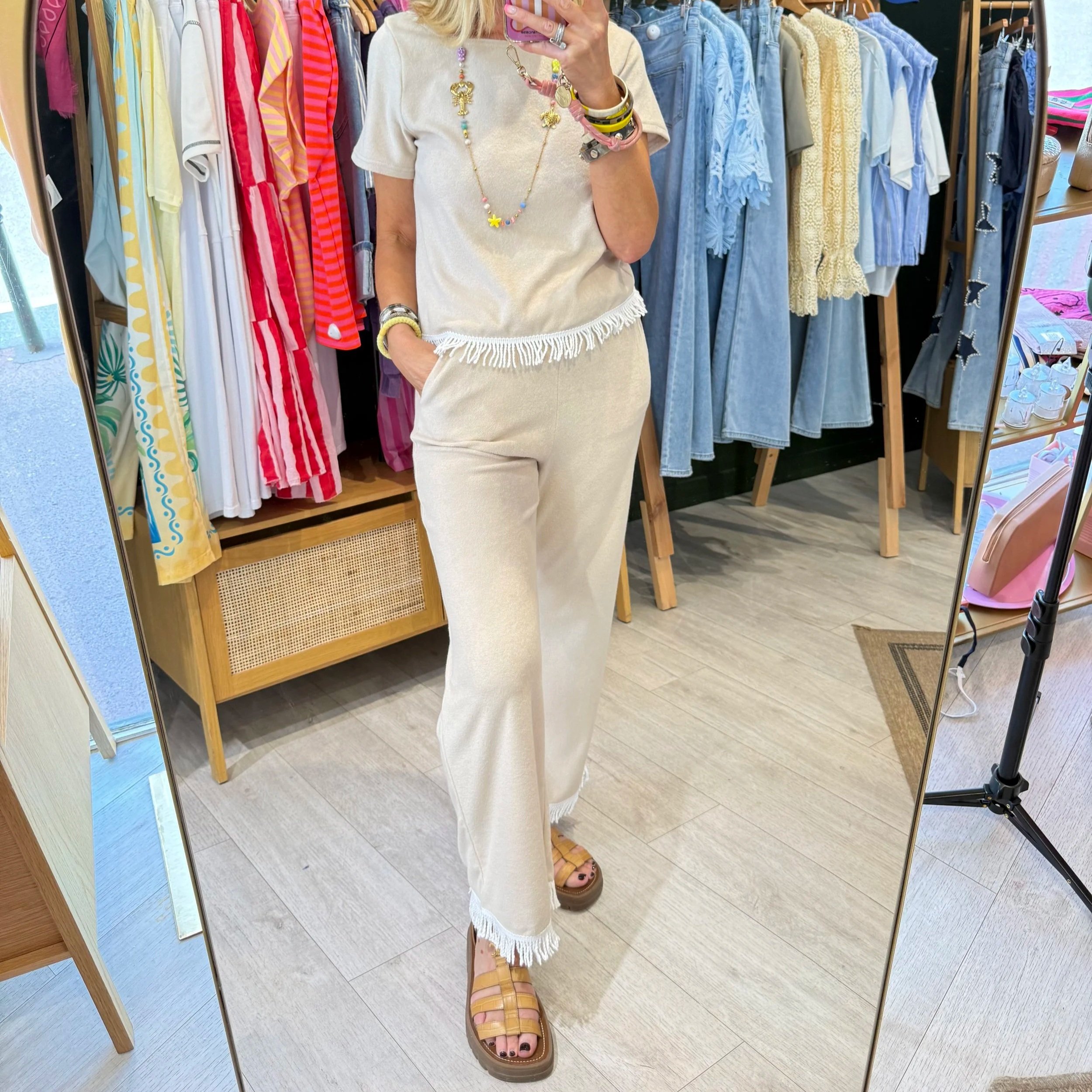 Pantalon Iris en éponge beige
