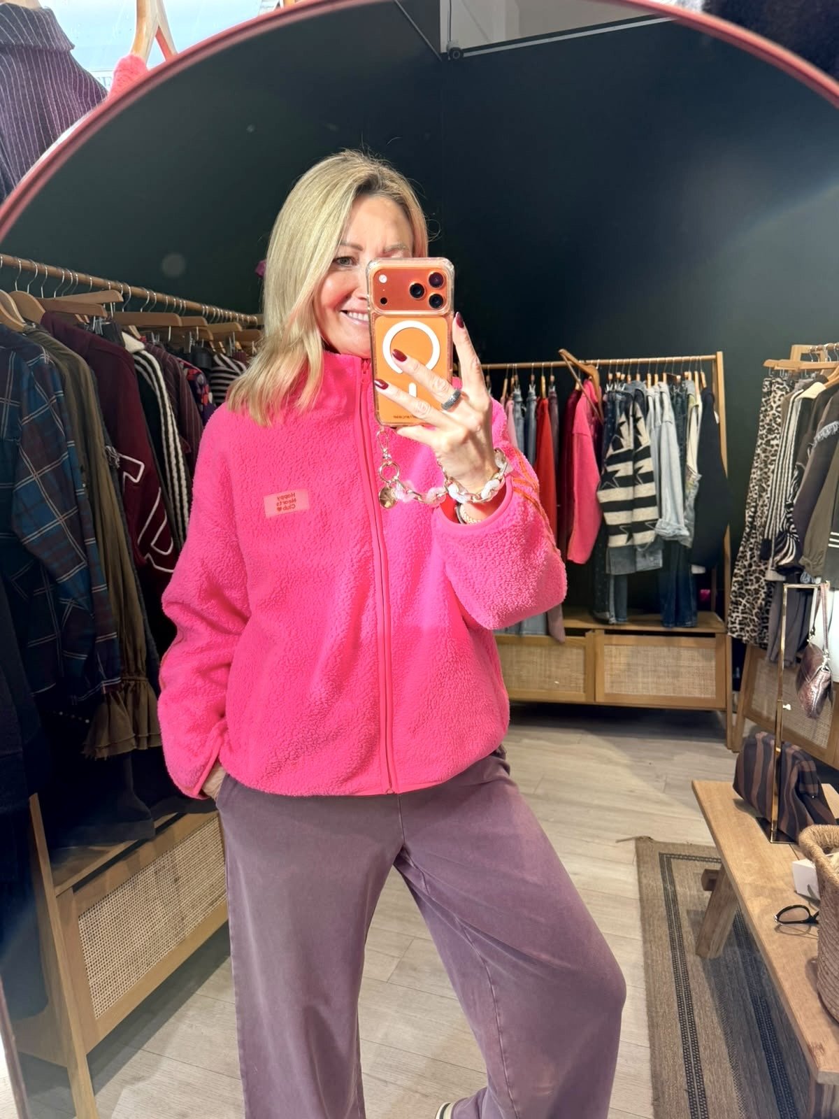 Gilet Lisa – Rose vif en polaire