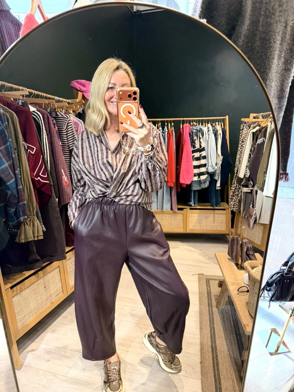 Pantalon Prune – Simili cuir prune