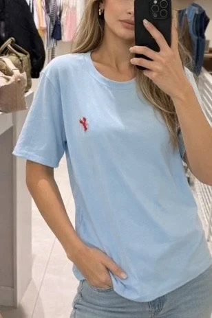 T-shirt Boa en coton brodé col rond – basique chic