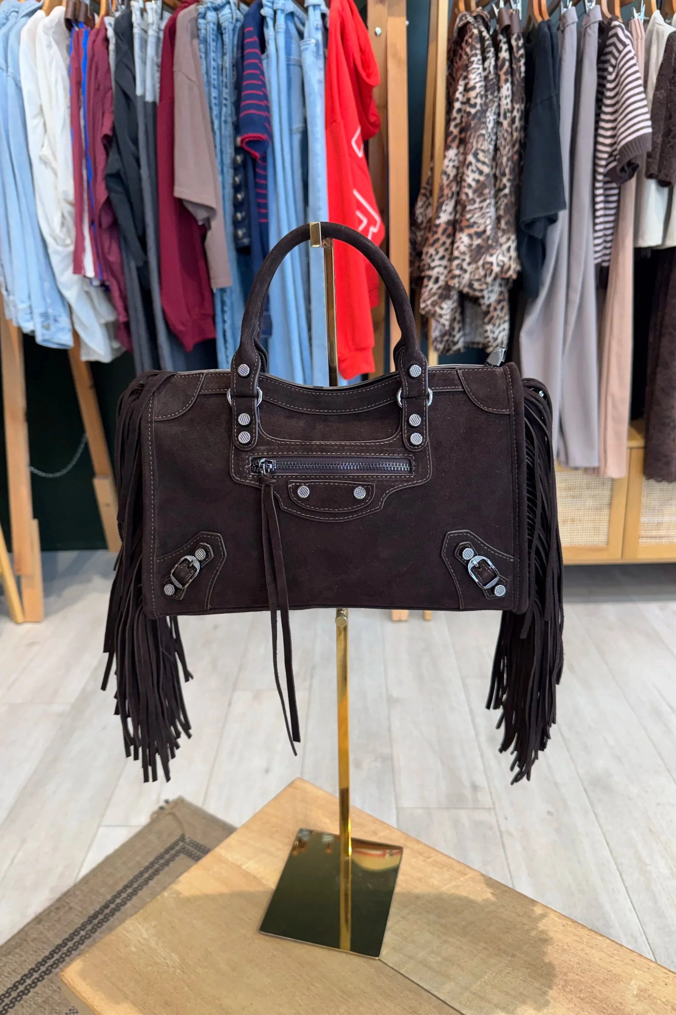 Sac Giulia – Croûte de cuir Chocolat