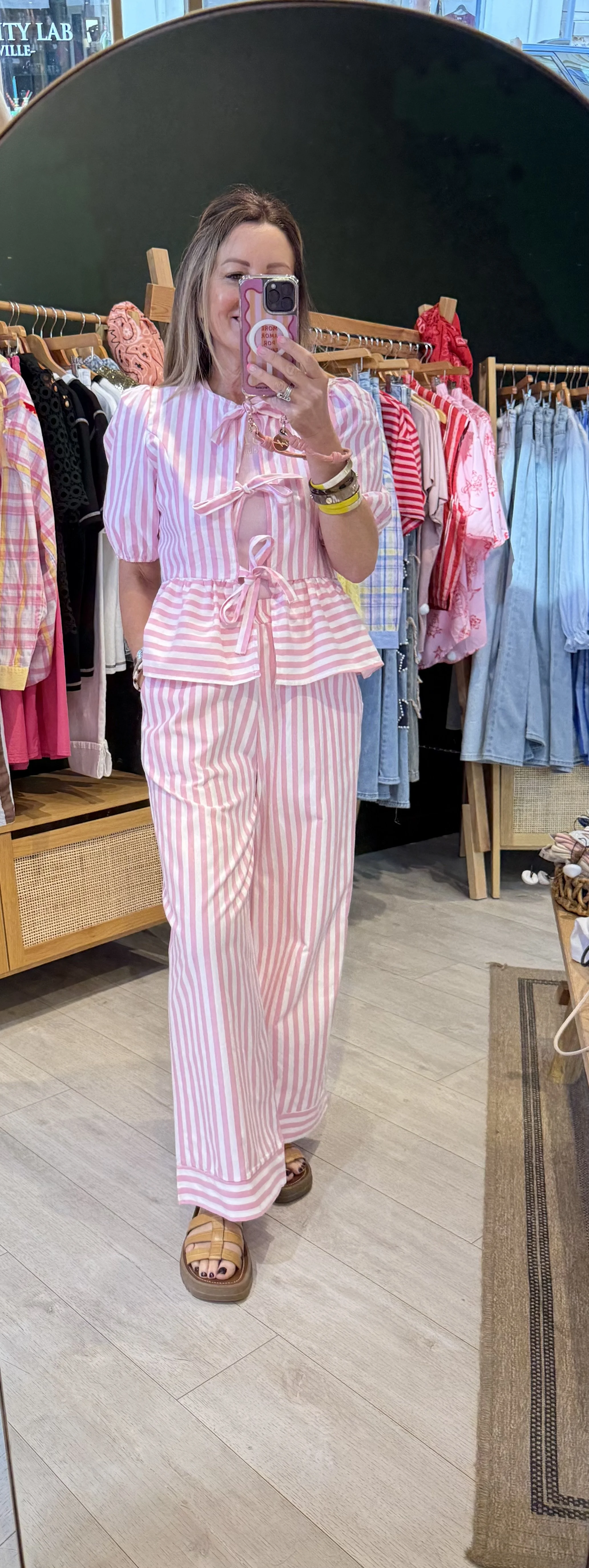 Ensemble Eugénie Rose Rayé
