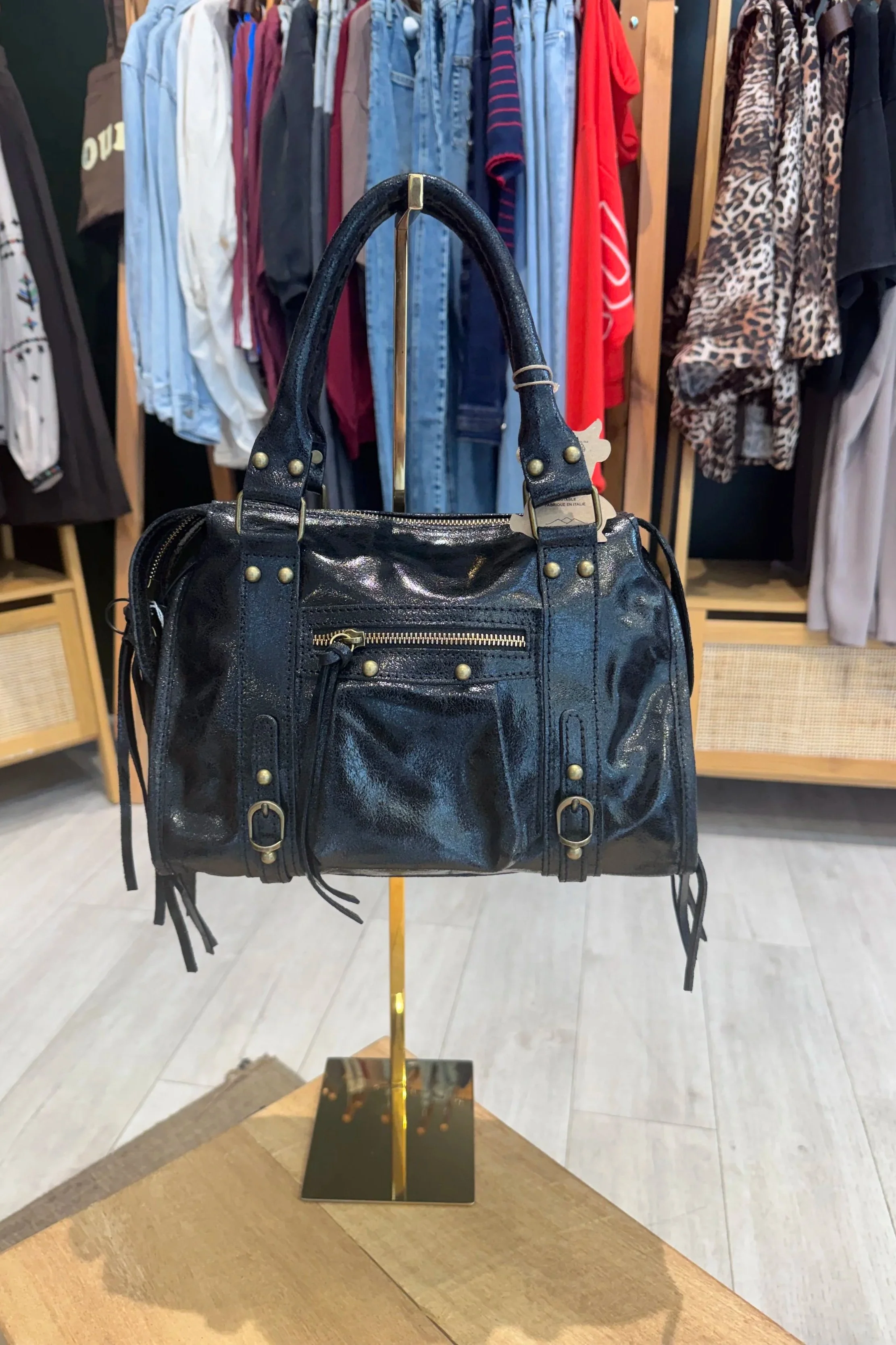 Sac Balencia Moyen – Cuir de vachette Noir