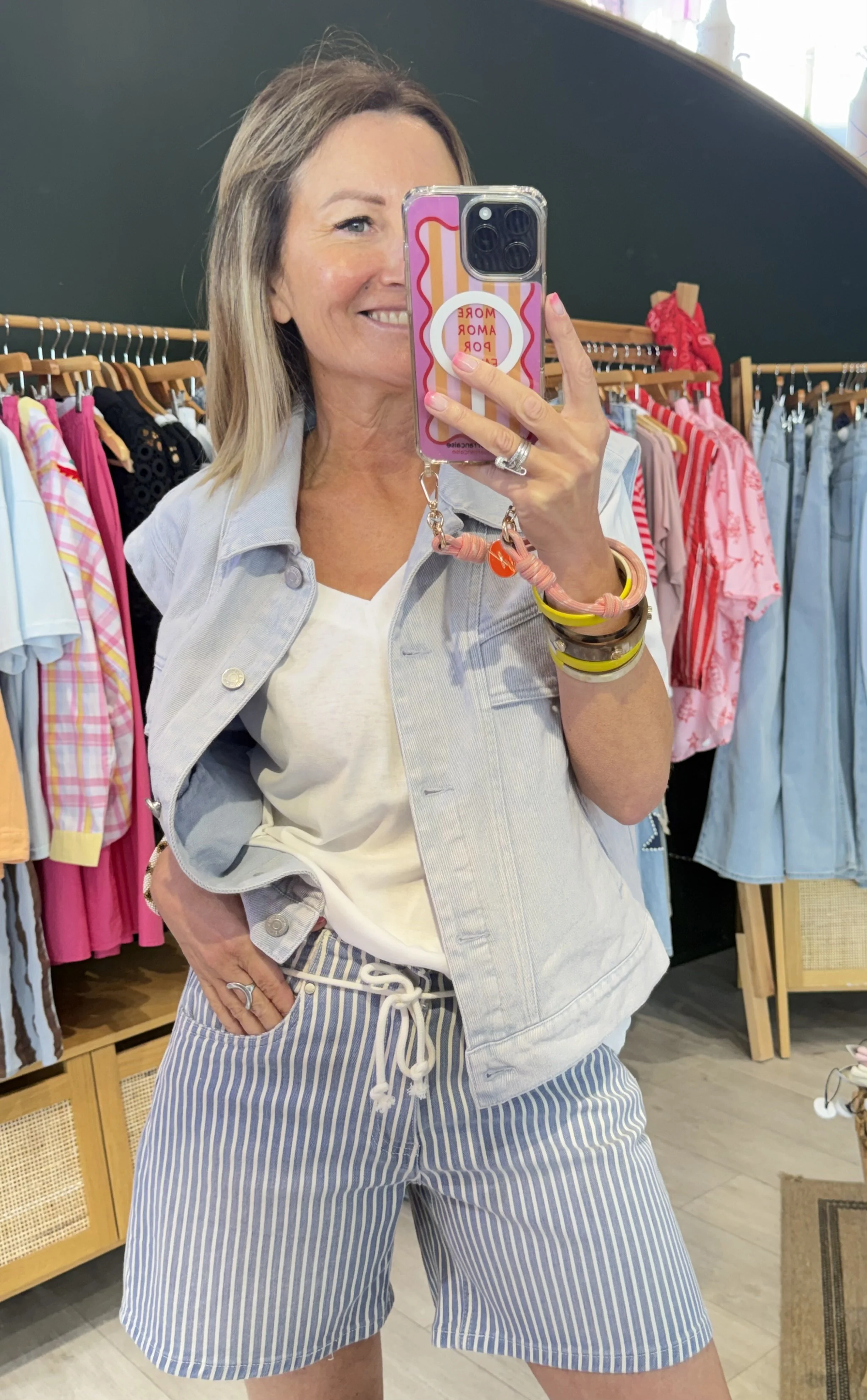 Short Charlize rayures bleu ciel