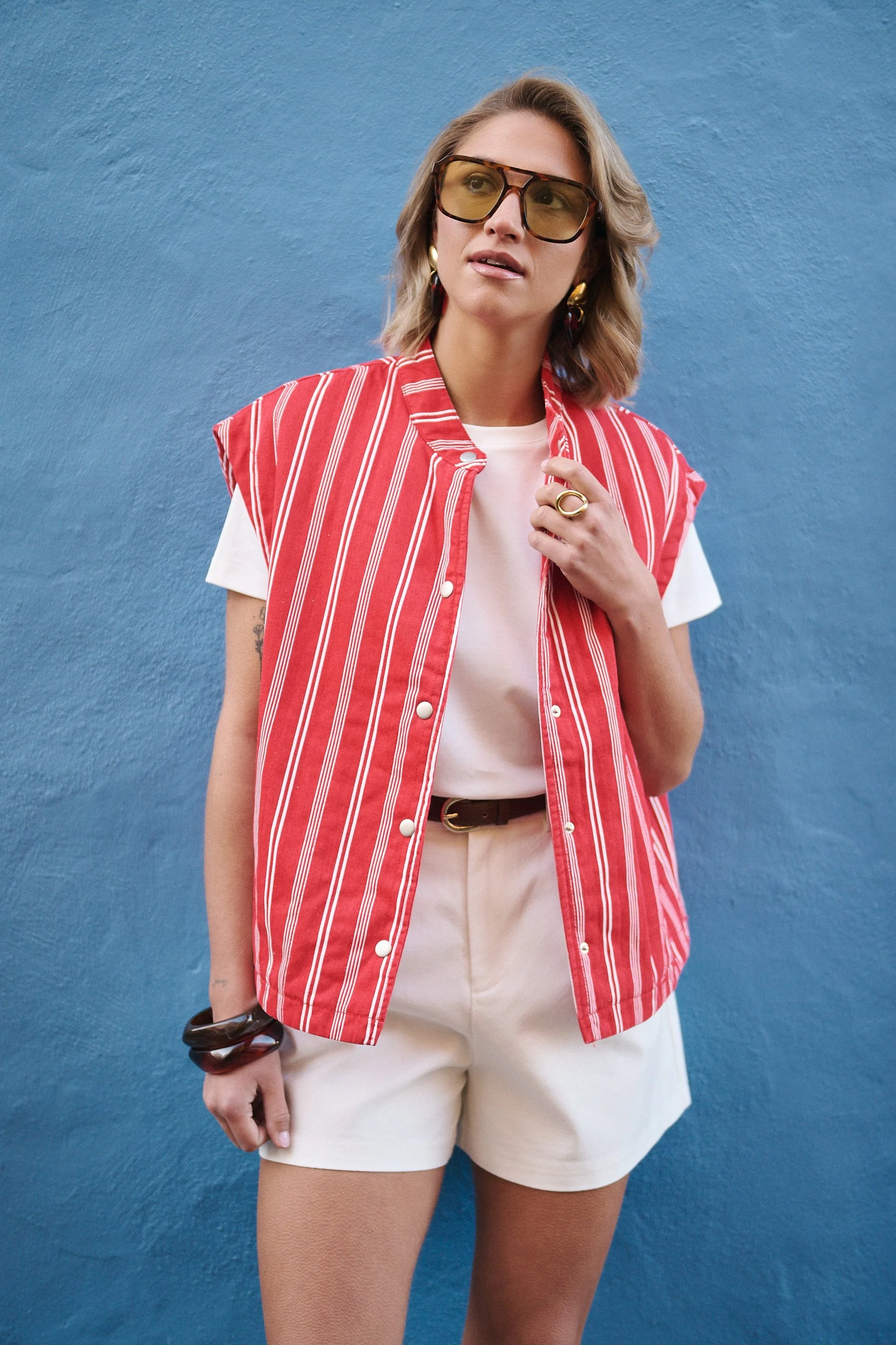 Veste Capri sans manches matelassée à rayures