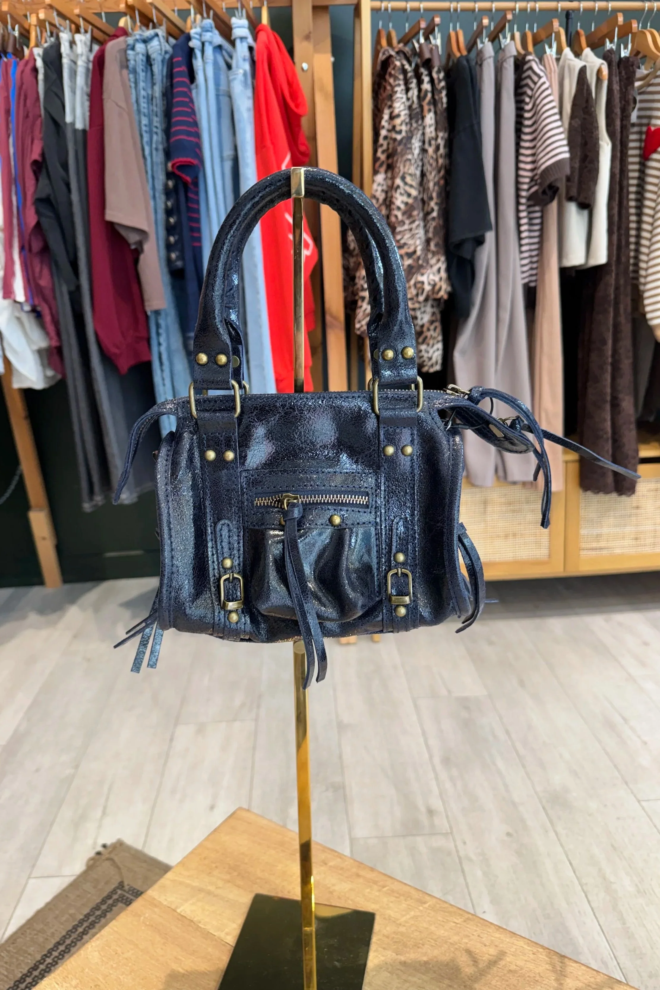 Sac Balencia Mini – Cuir de vachette Marine