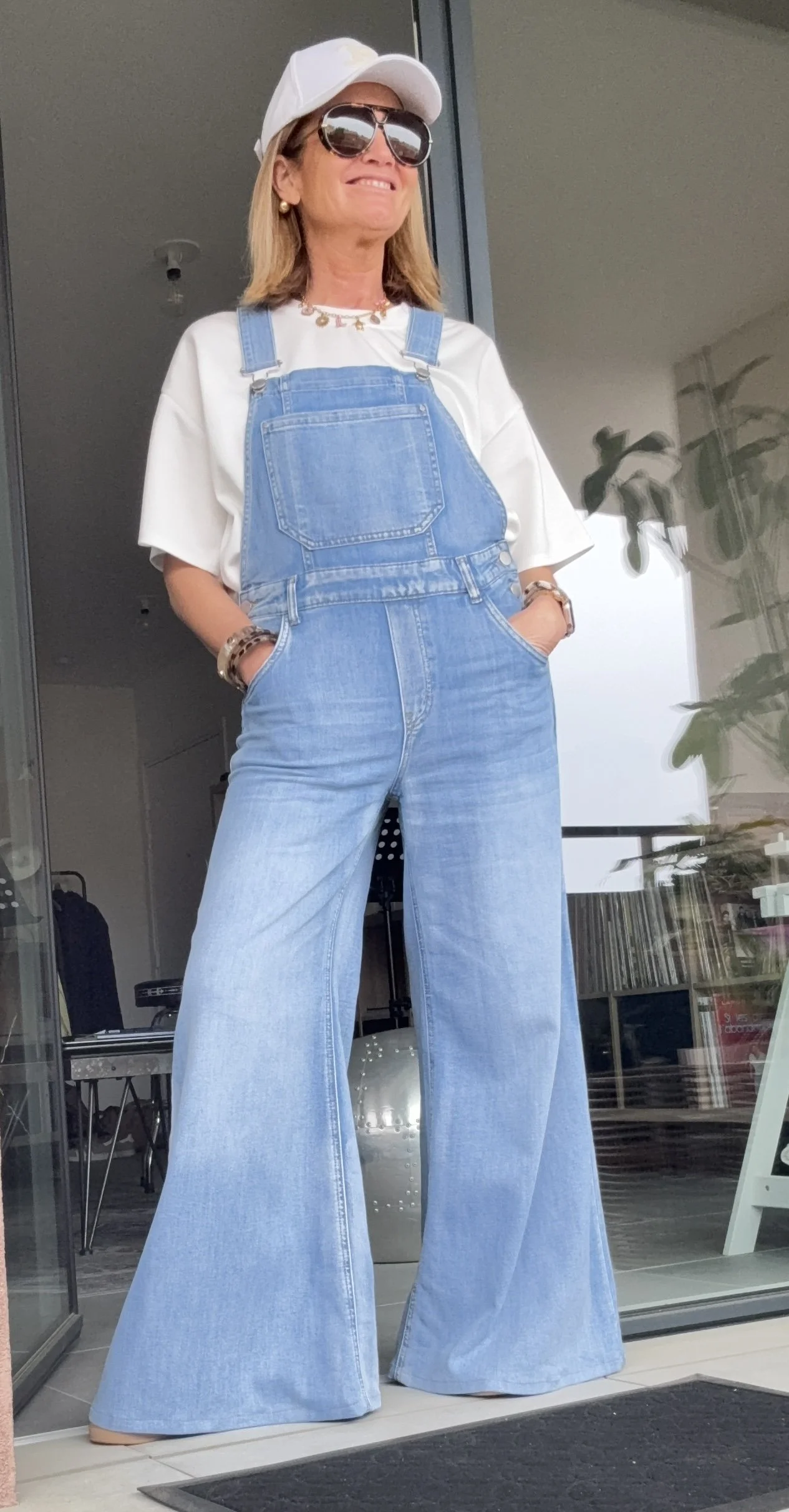 Salopette  Gabriel jean large femme bleu clair