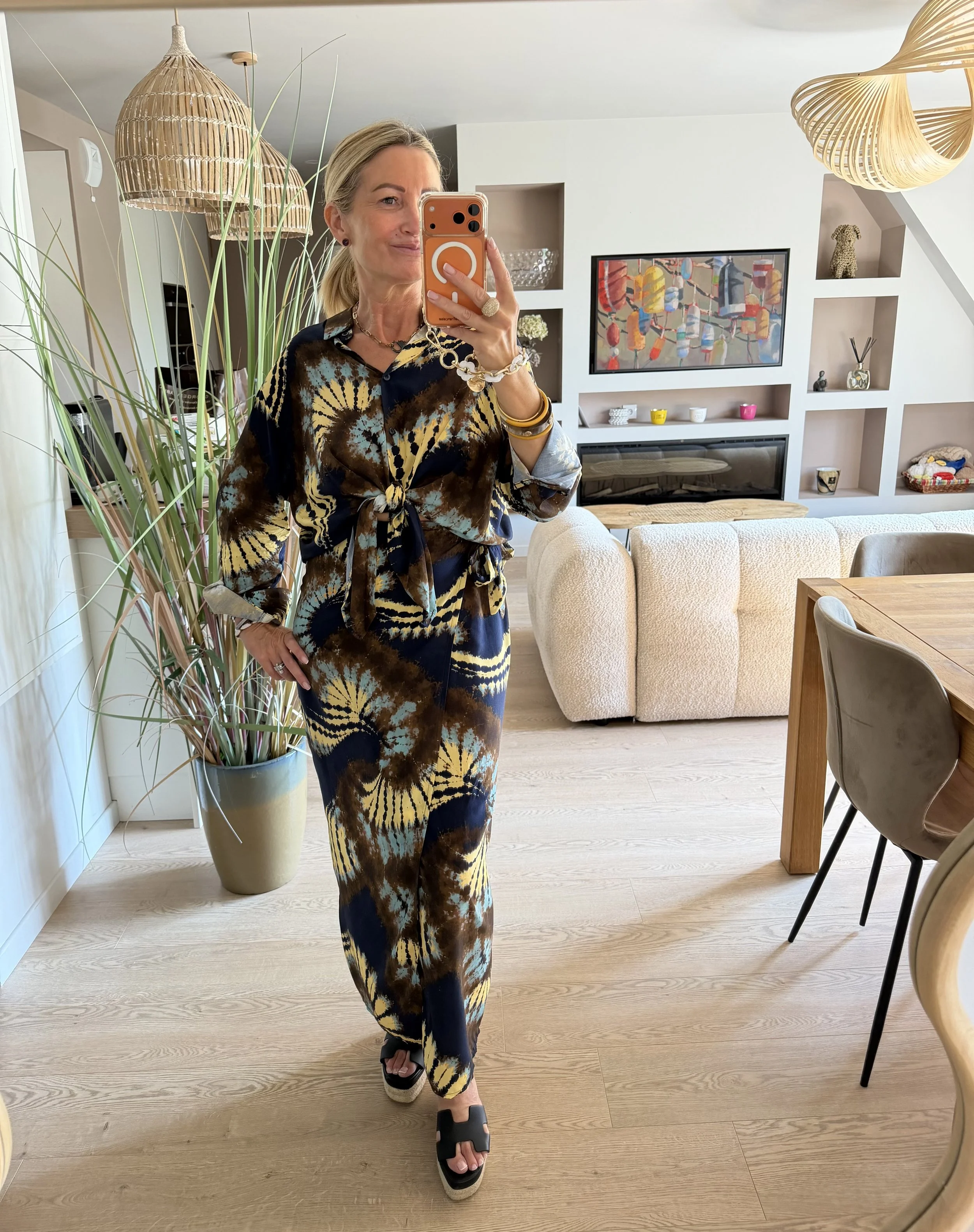 Jupe Marine – Jupe portefeuille longue imprimée en viscose