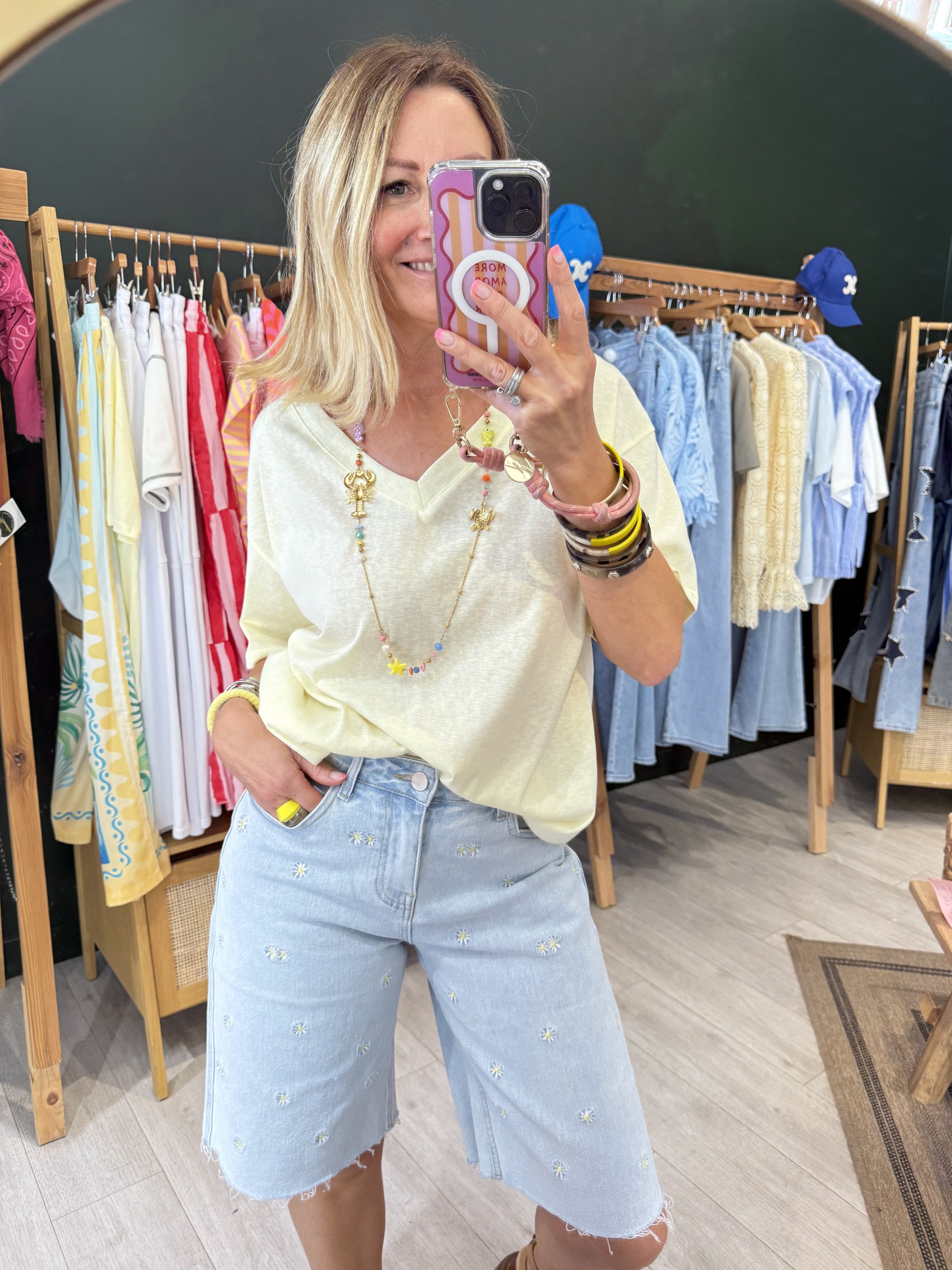 T-shirt Prune Basic Chic jaune beurre