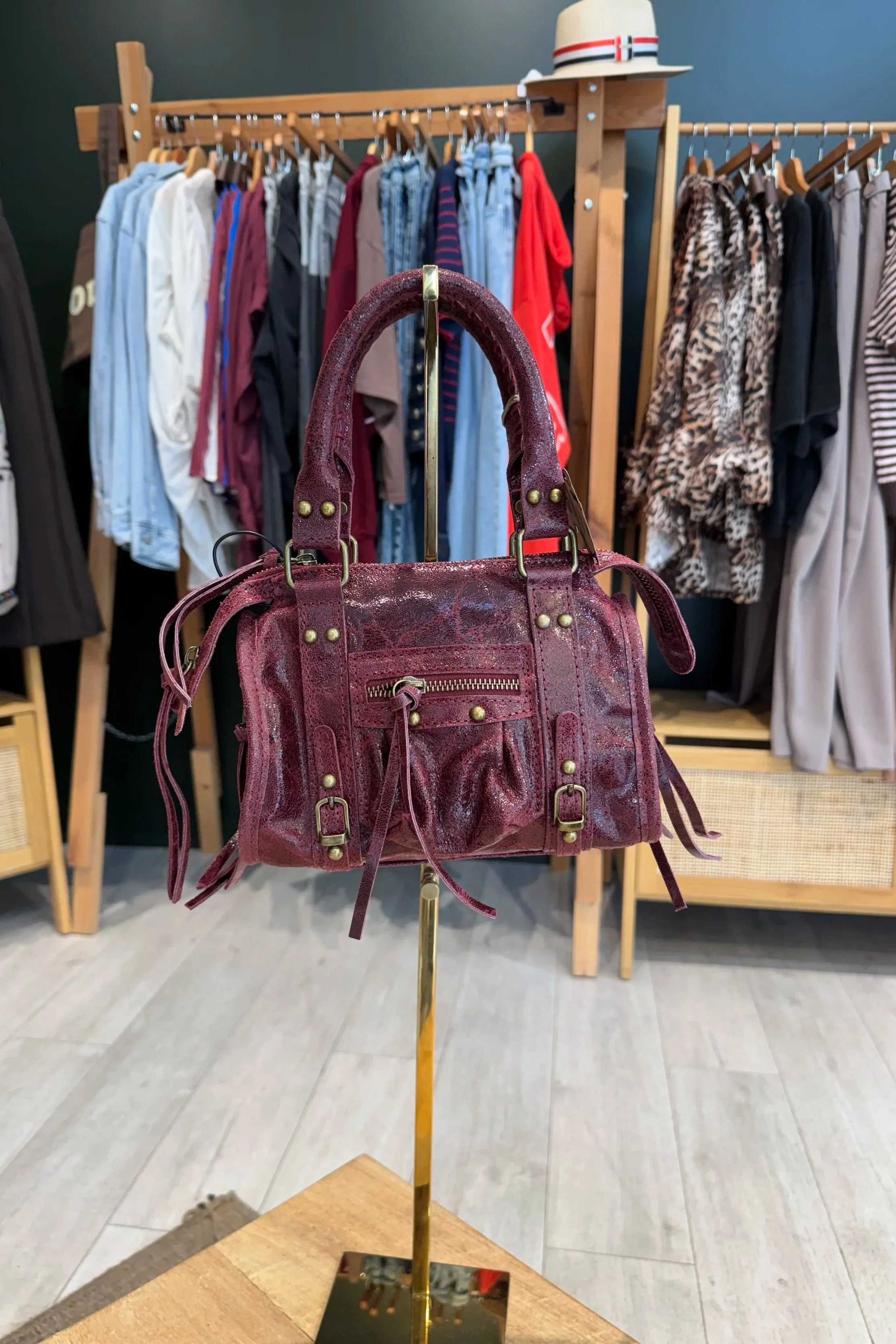 Sac Balencia Mini – Cuir de vachette Bordeaux