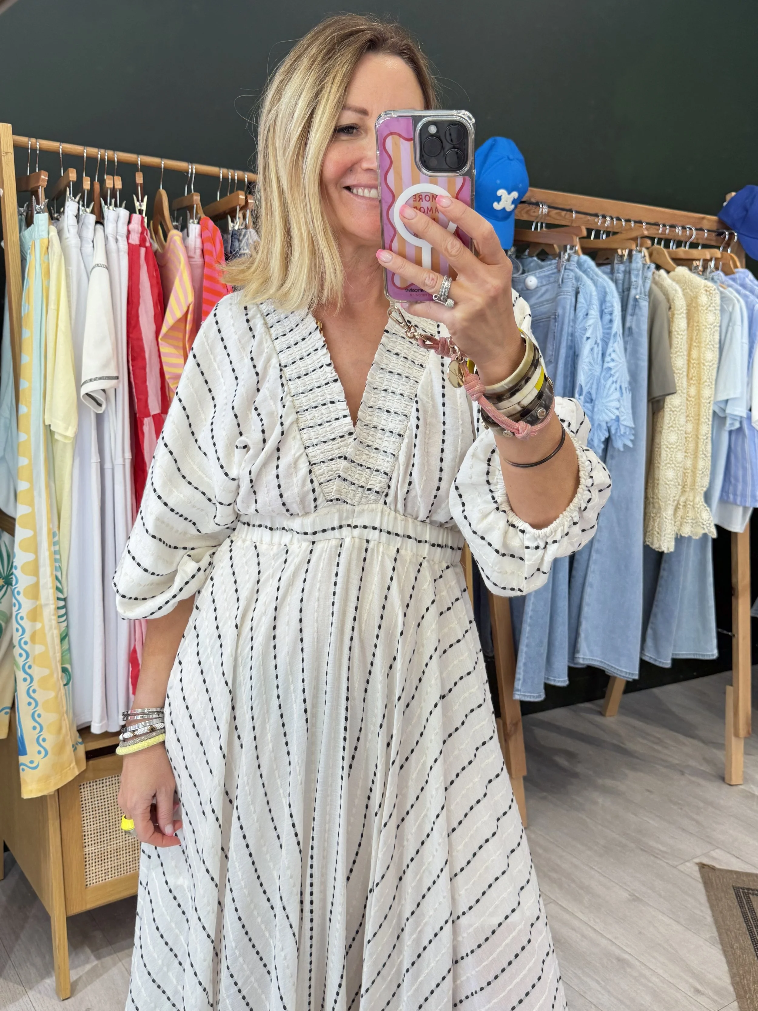 Robe Julia rayures marine et écru