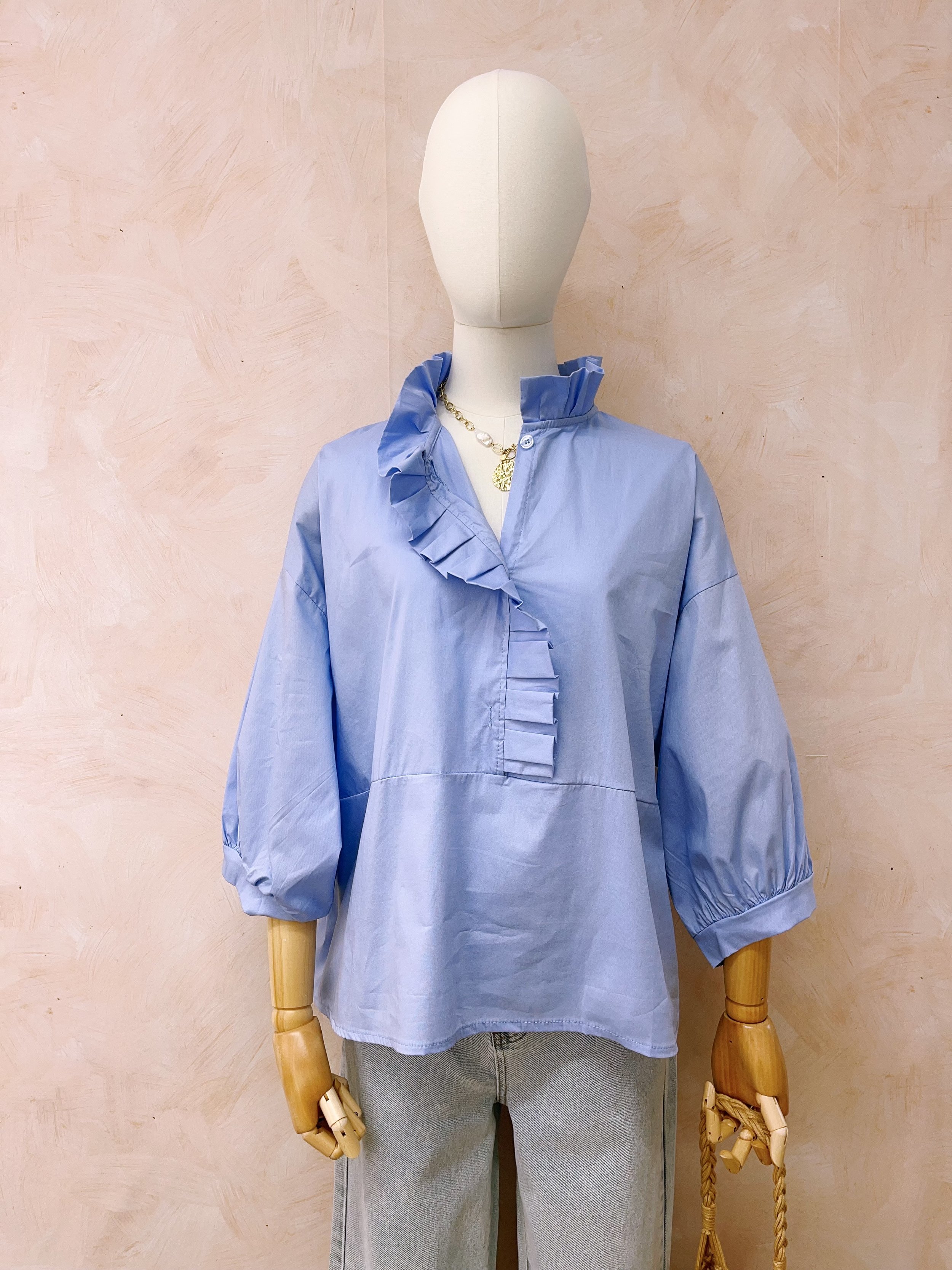 Blouse Jeanne femme coton – blouse à volants élégante et fluide