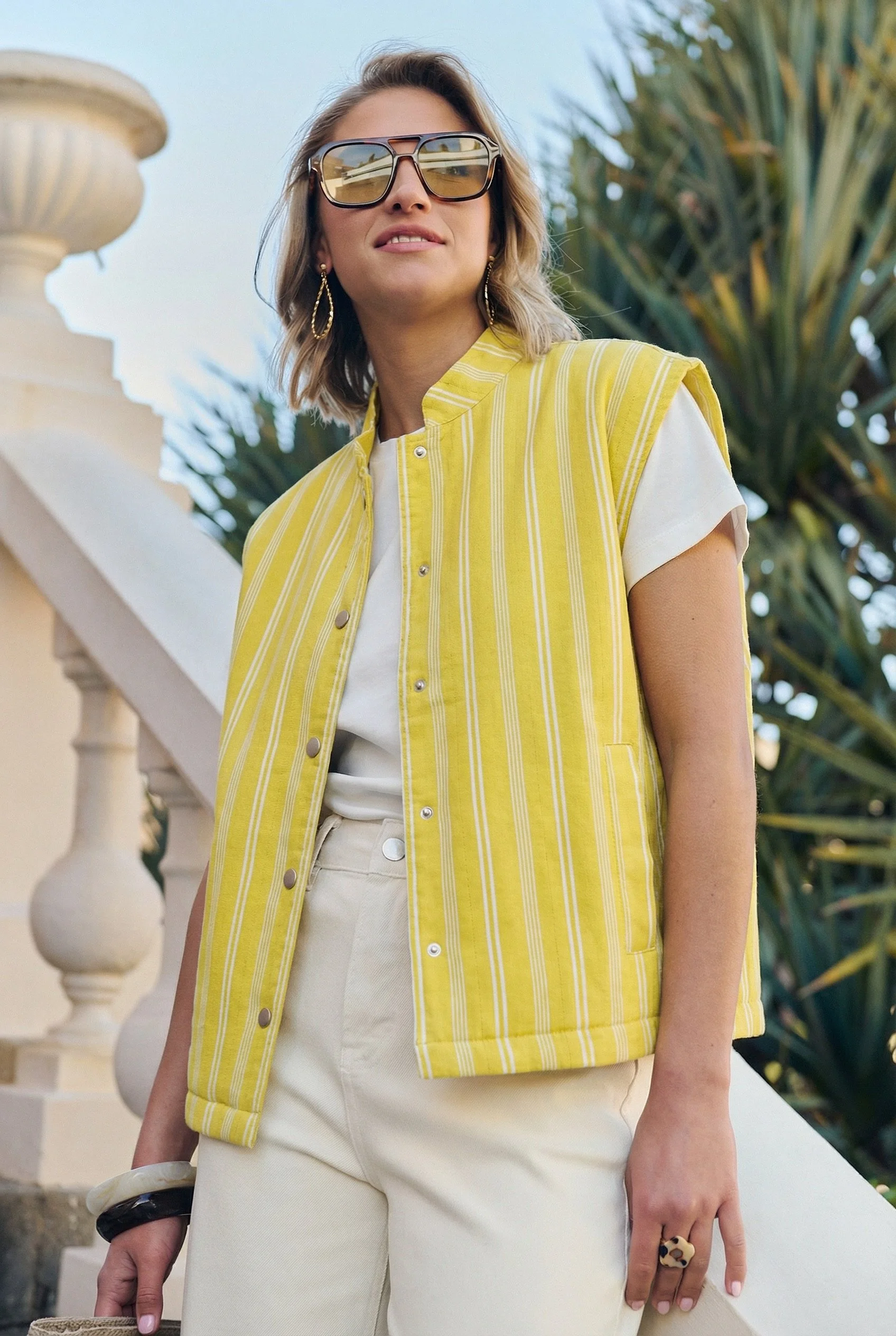 Veste Capri sans manches matelassée à rayures