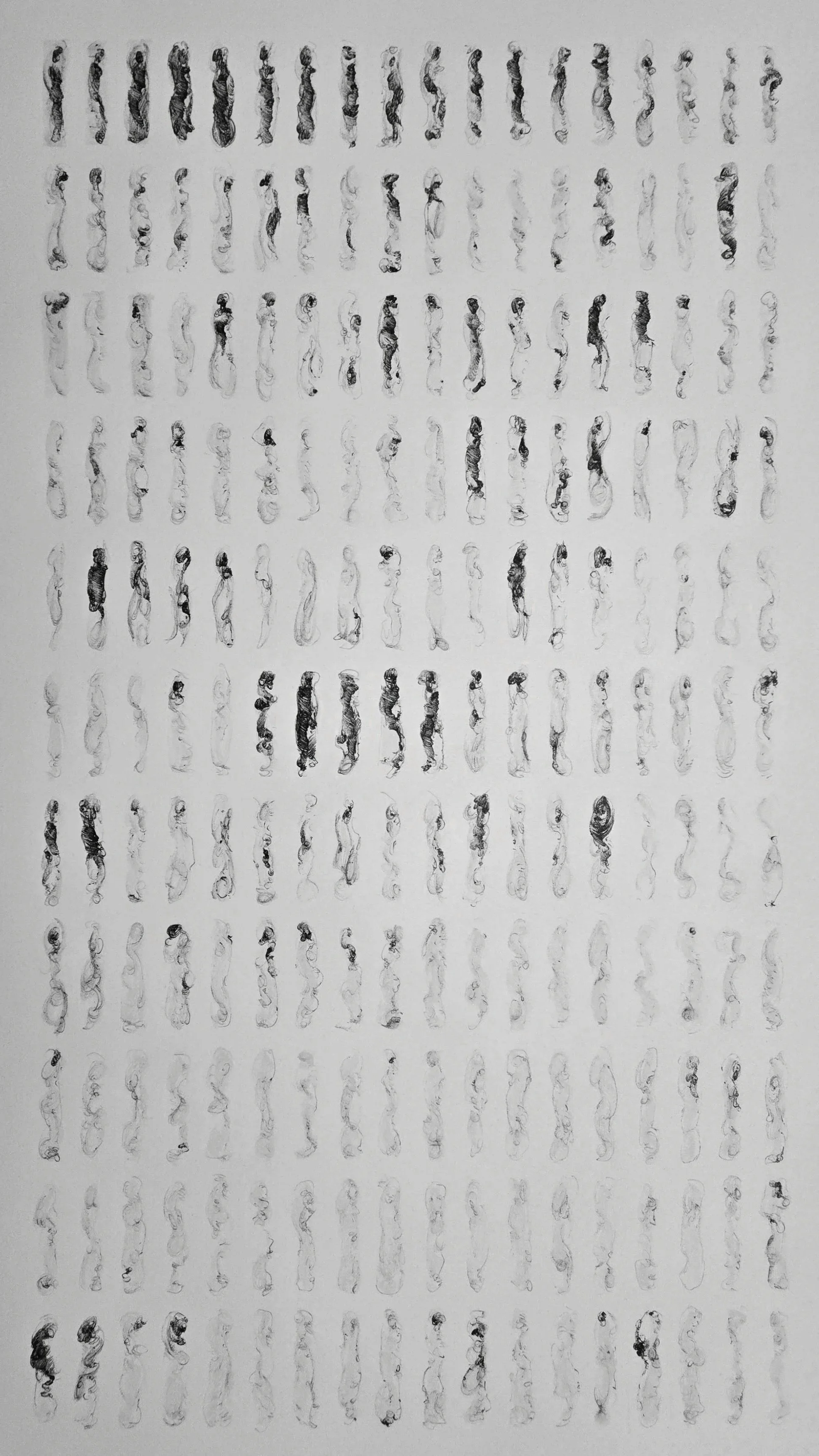 Medium grid #02. 2026. Ink, graphite and ink wash on Stonehenge Paper - 22" x 30"