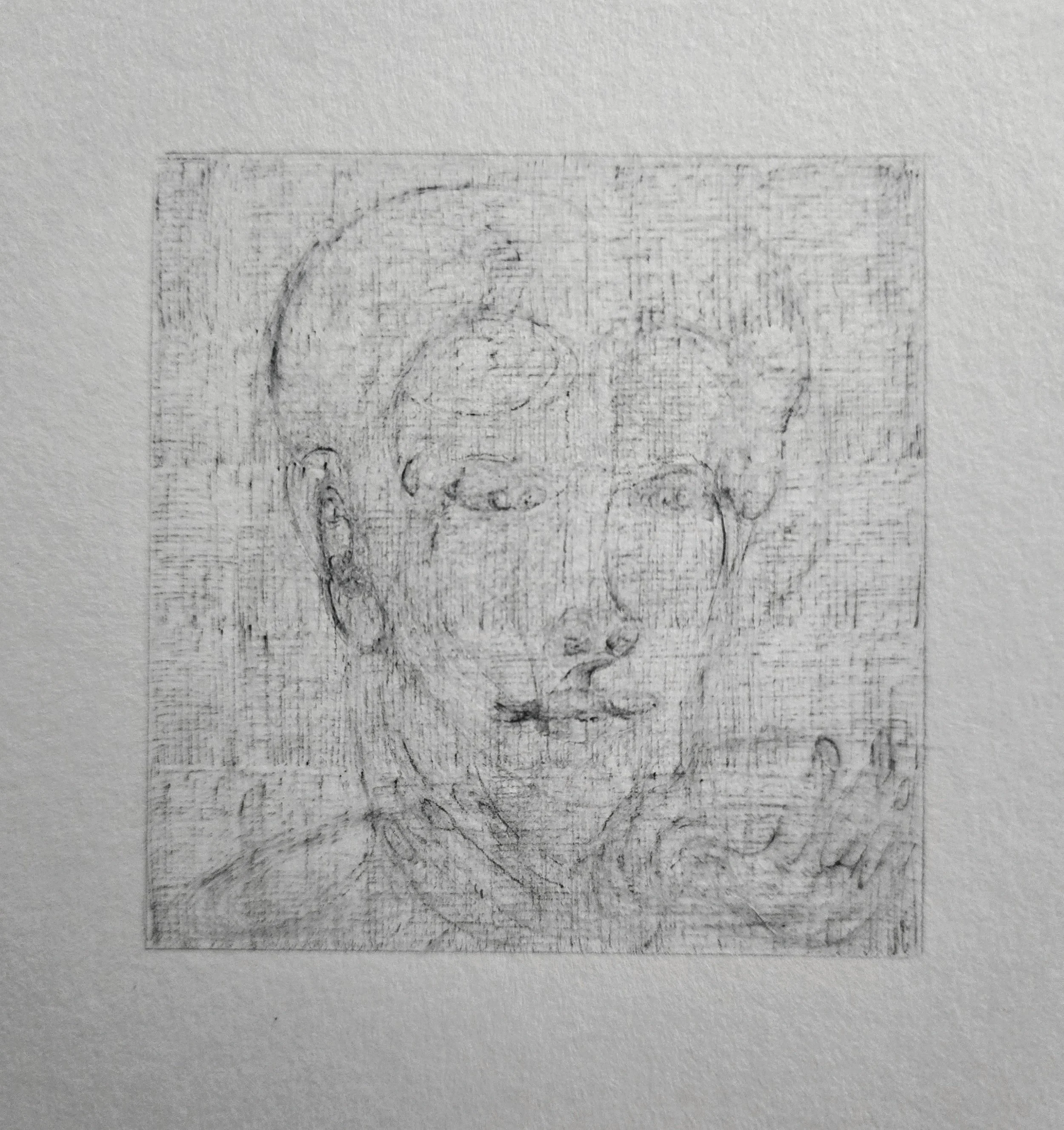 "Head Above Water" 2026. Ink on paper. 2 1/2" x 2 1/2"
