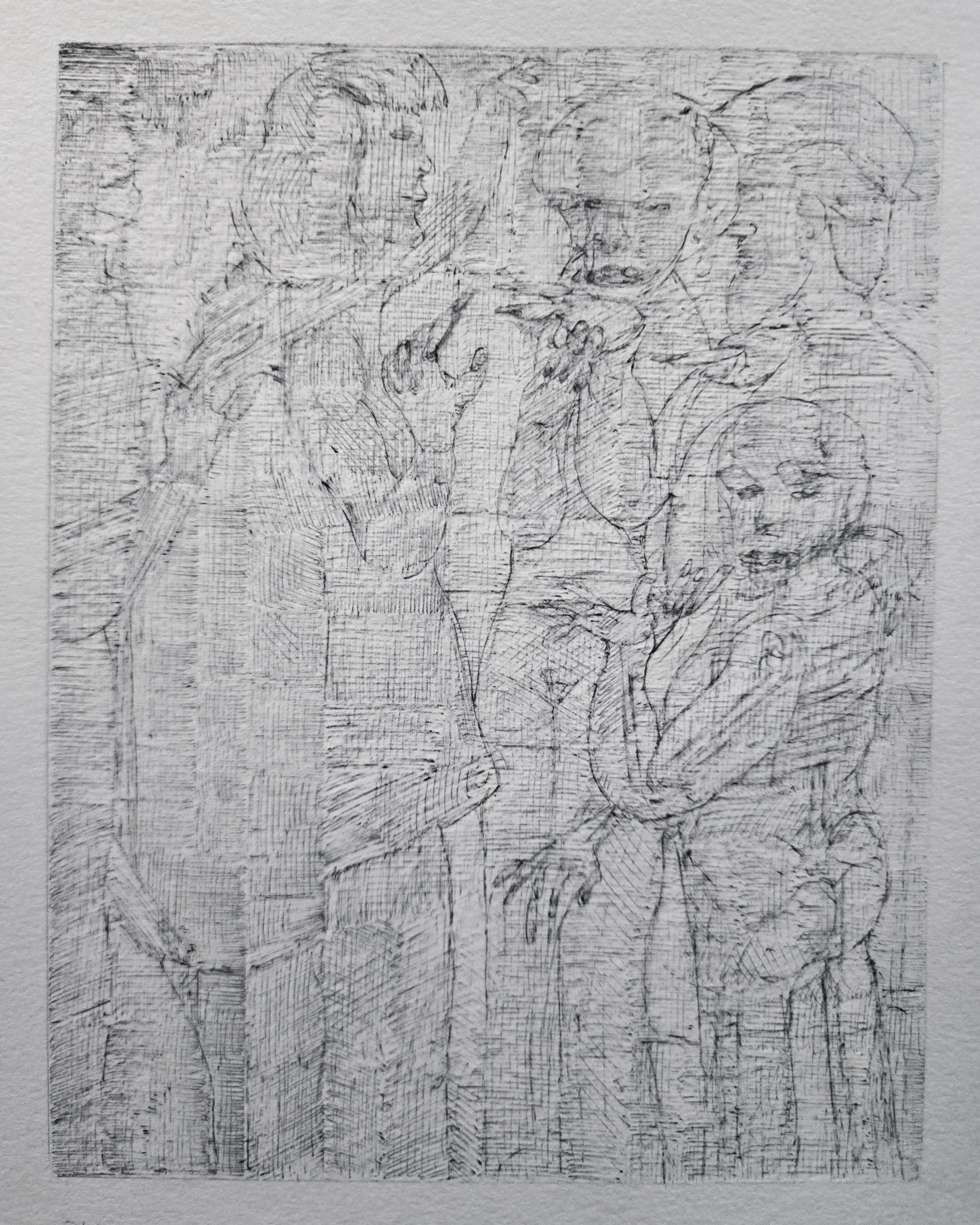 "Mixed Signals" 2026. Ink on paper. 4 1/4" x 5 1/2"
