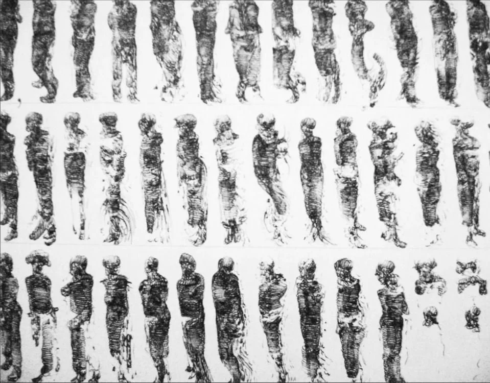 Timeline series (Iterative drawings). Ink on paper, 2007 (detail)