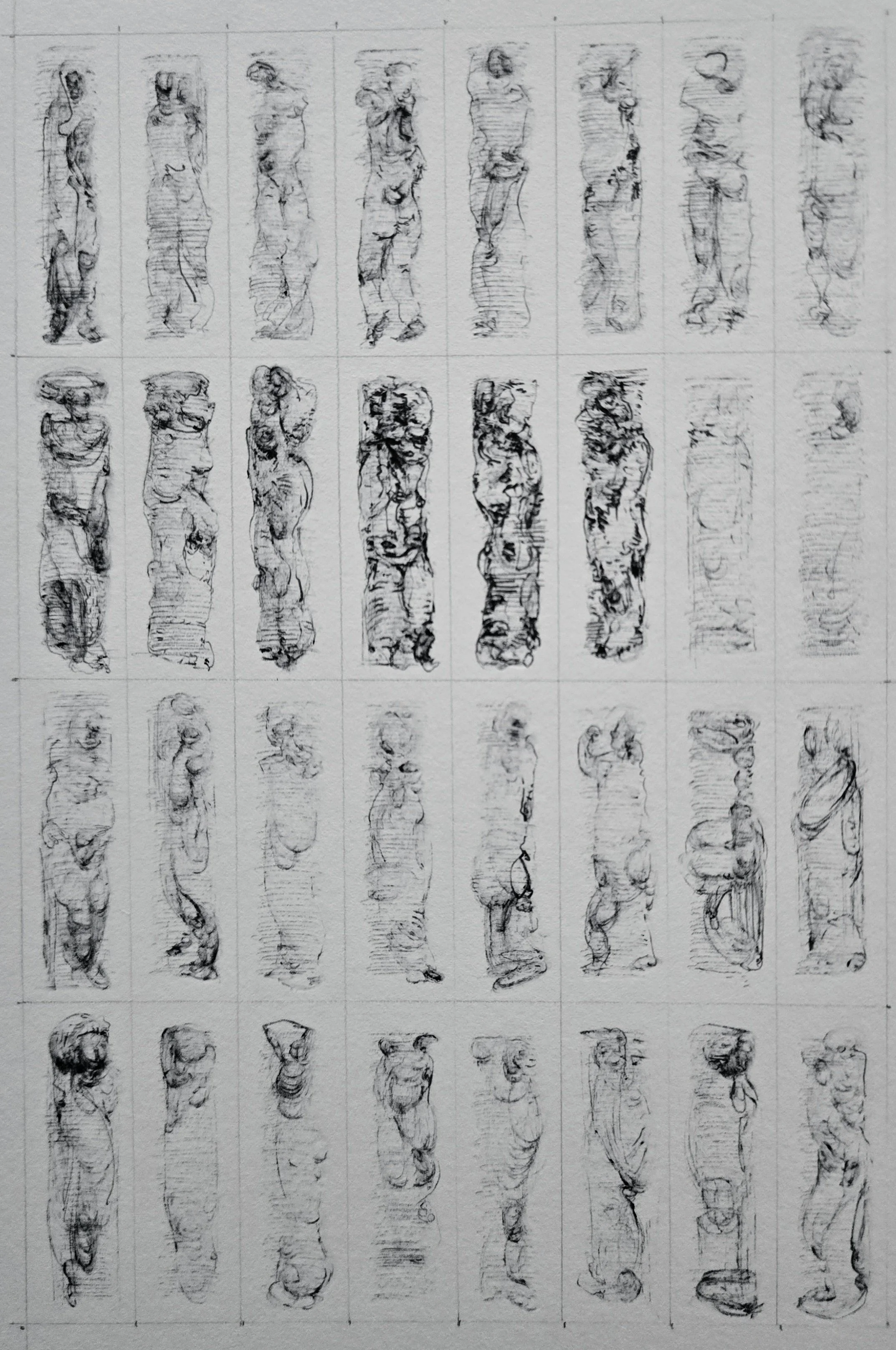 Small grid #5. Ink on paper, 2026. 4" x 6"