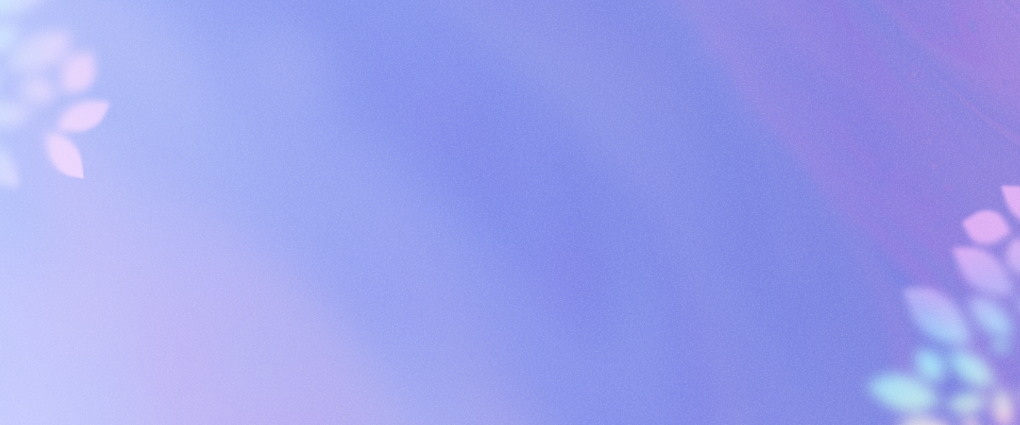 Un fond d'écran violet avec des formes floues de feuilles à gauche et à droite.