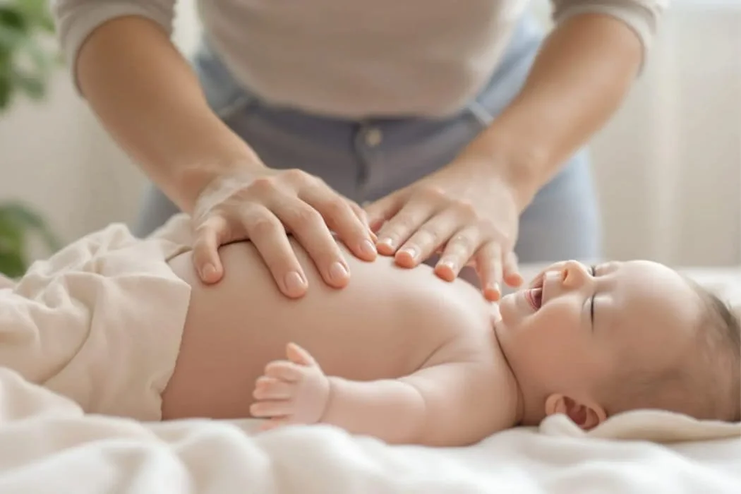 Massage bébé bien-être du ventre