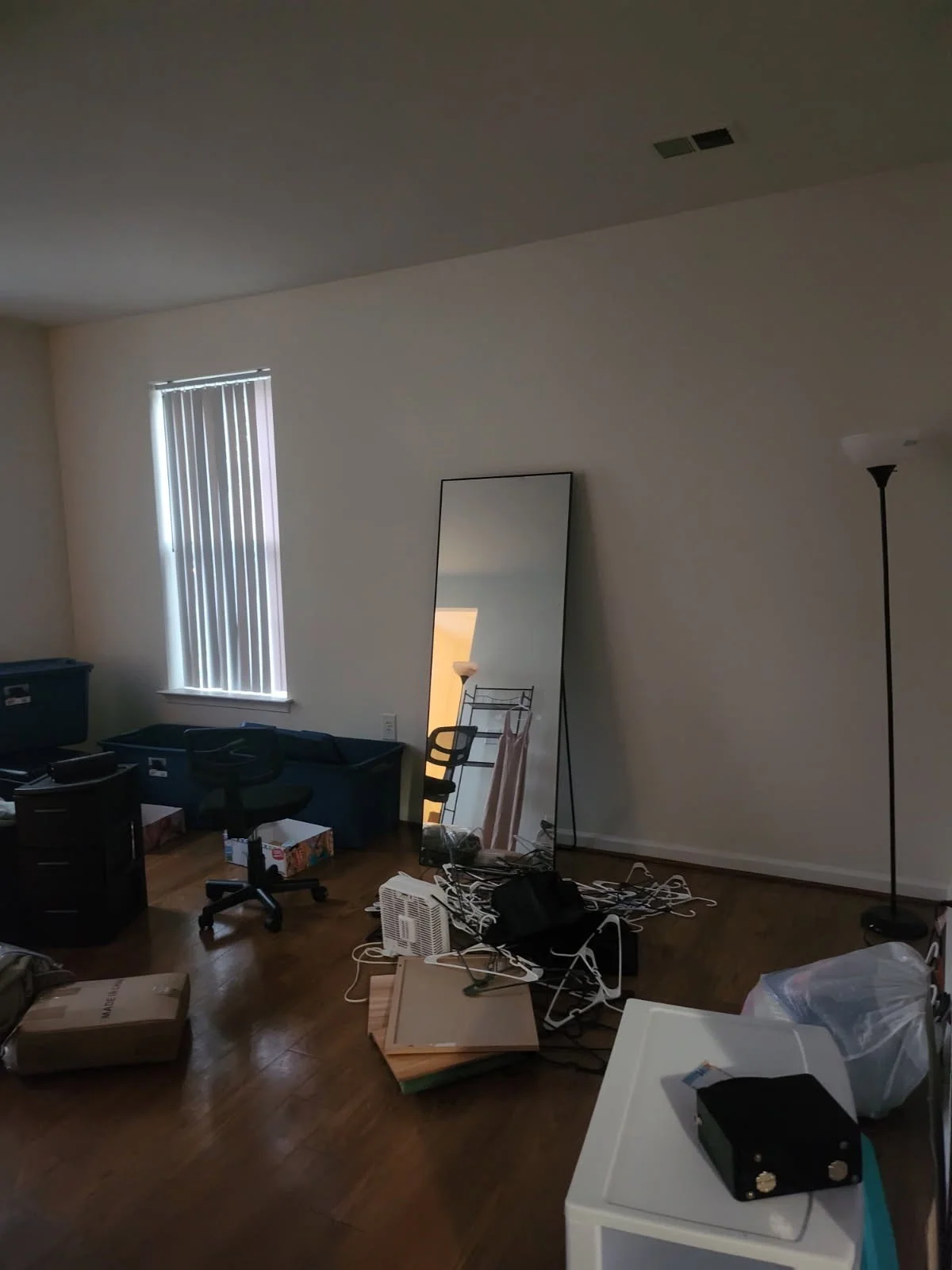 Quantico PCS move cleanup — furniture, mirror, and assorted items.