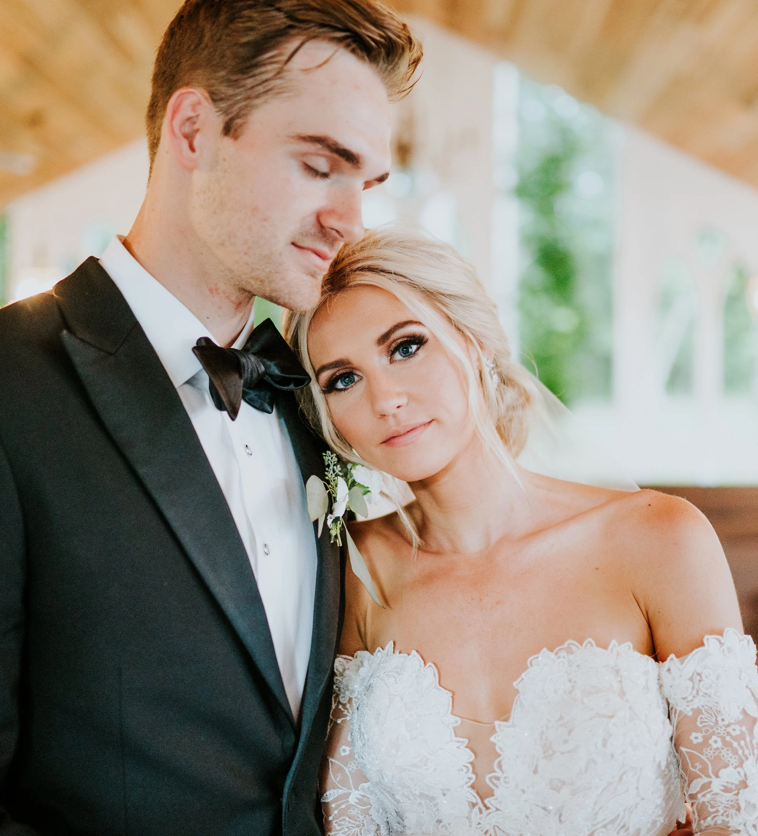 Bride and groom close up portrait during a Nashville wedding, photographed by Two & Yonder Photography.