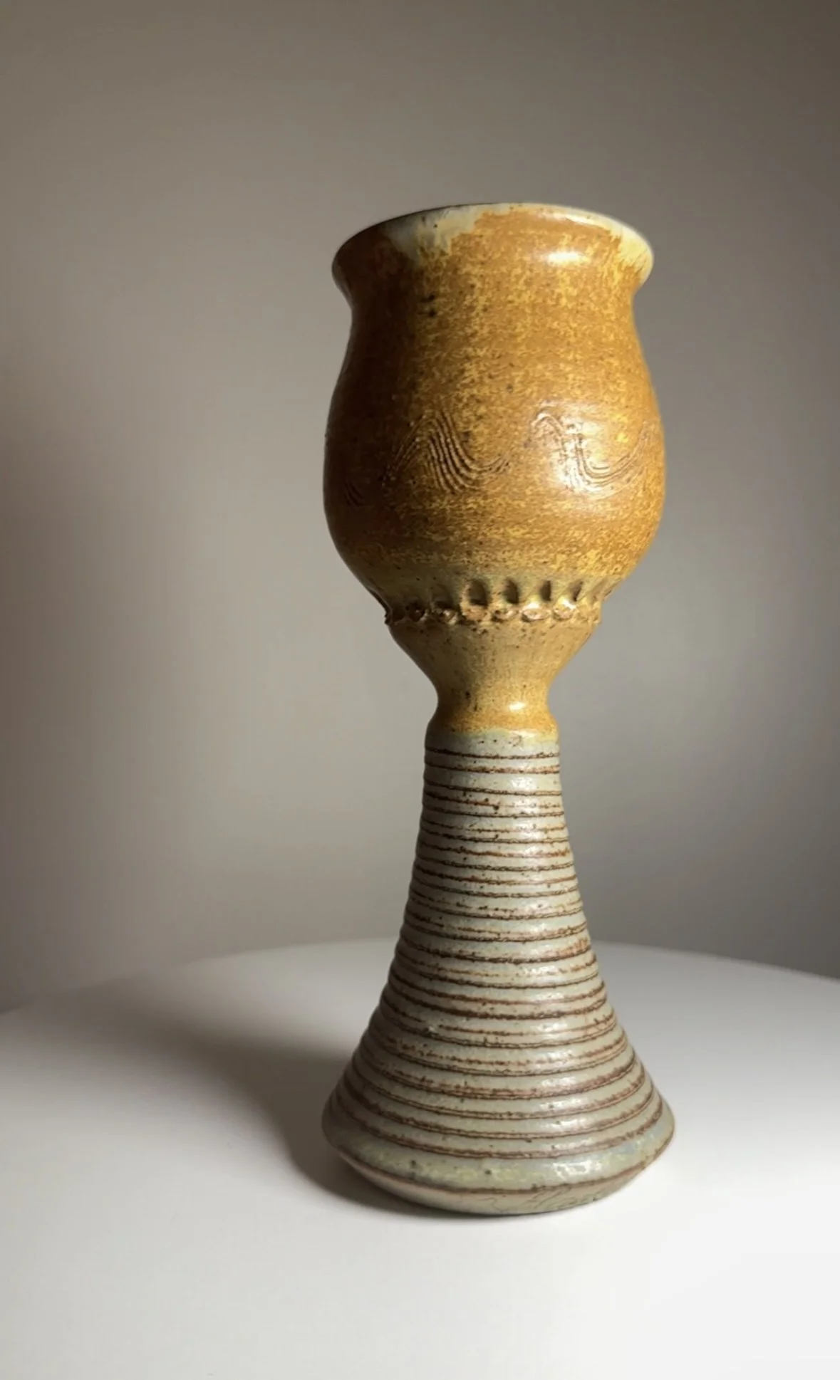 Vintage Signed Bob Haskins Ceramic Goblet