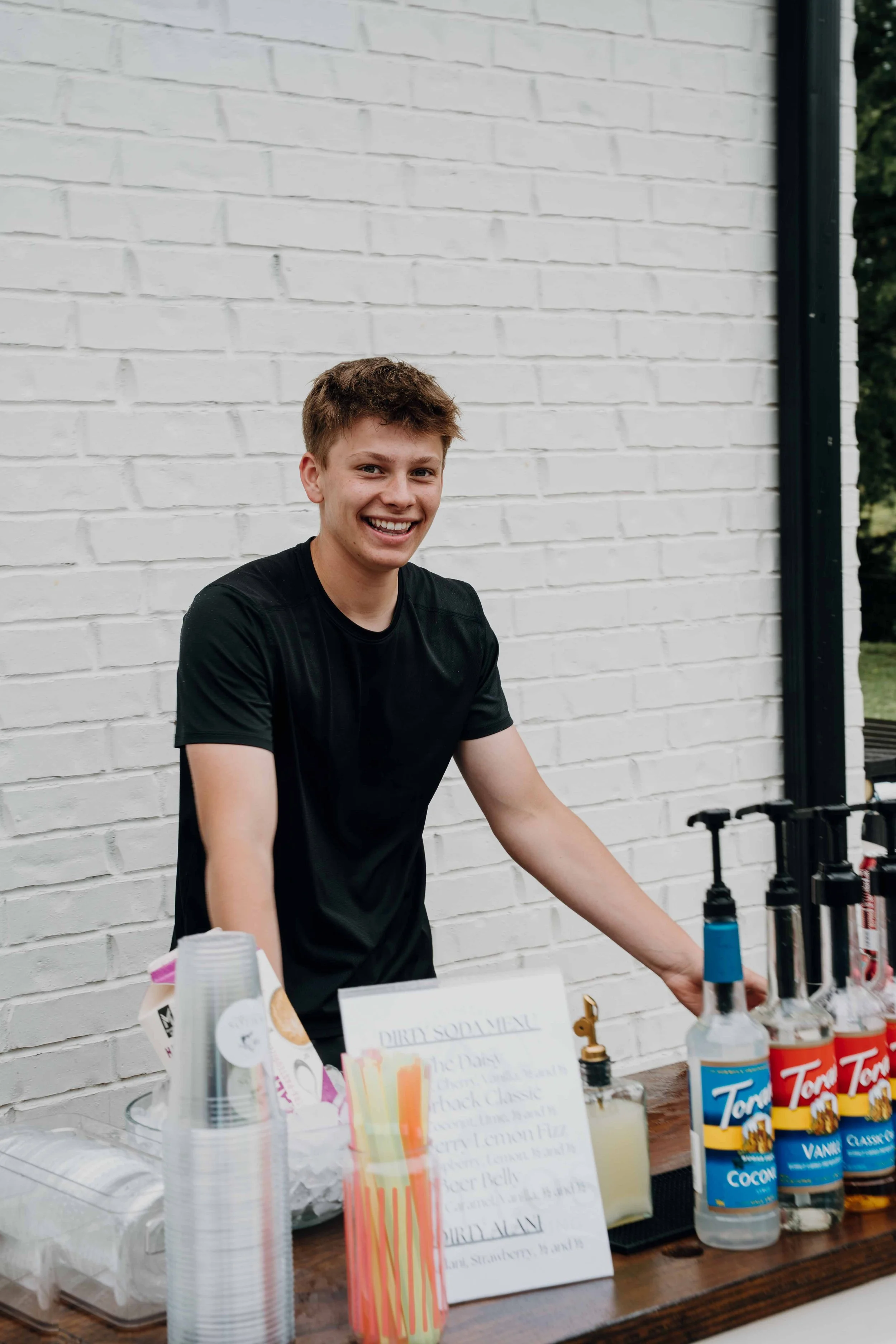 barista, teen boy, birthday party, dirty soda party, pool party