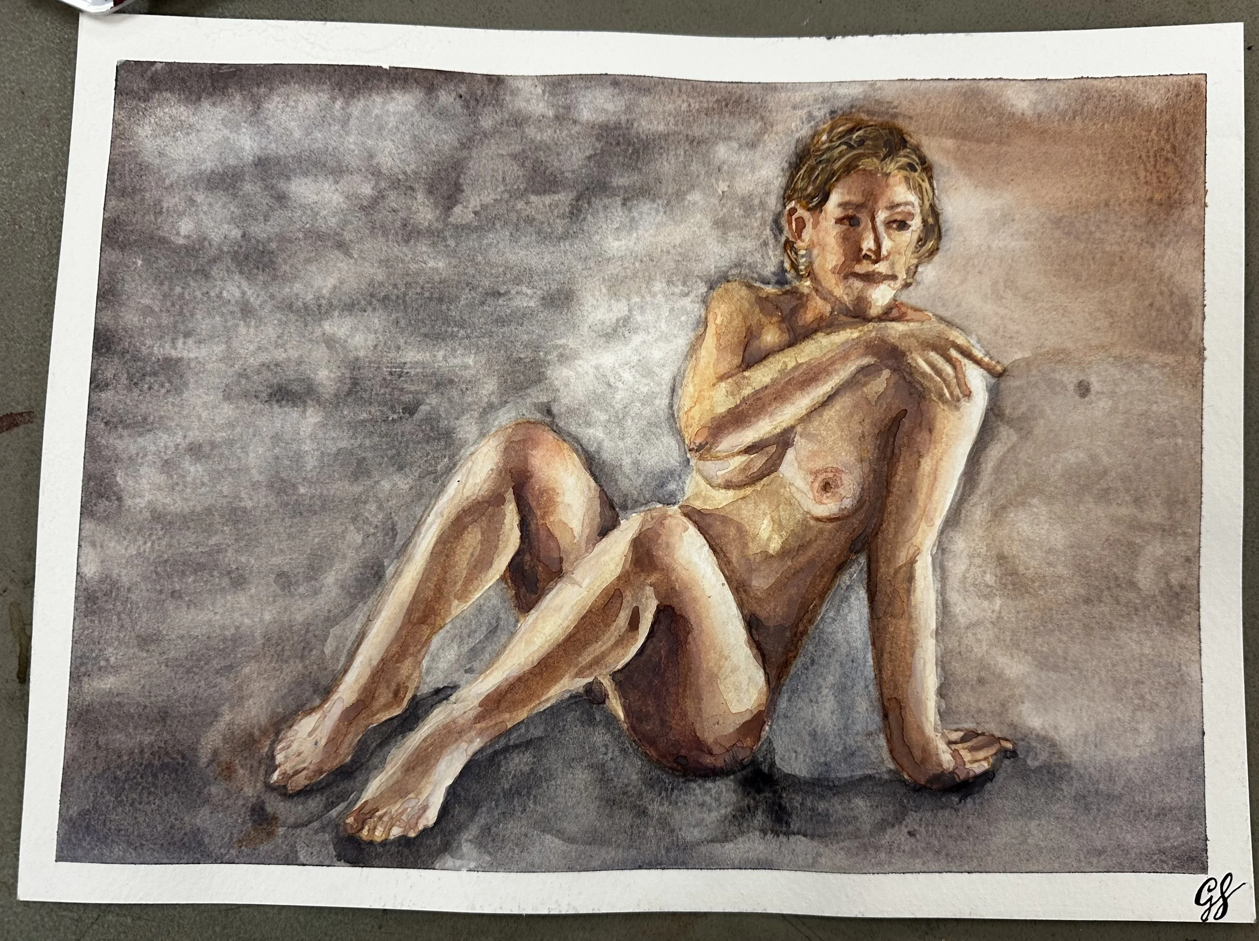 Smokeshow - Figure Study. Gouache on Illustration Board by Goldie Snow
