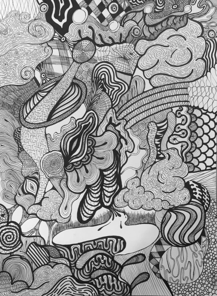 Fluidity, Mindless Chaos - Ink on Paper by Goldie Snow