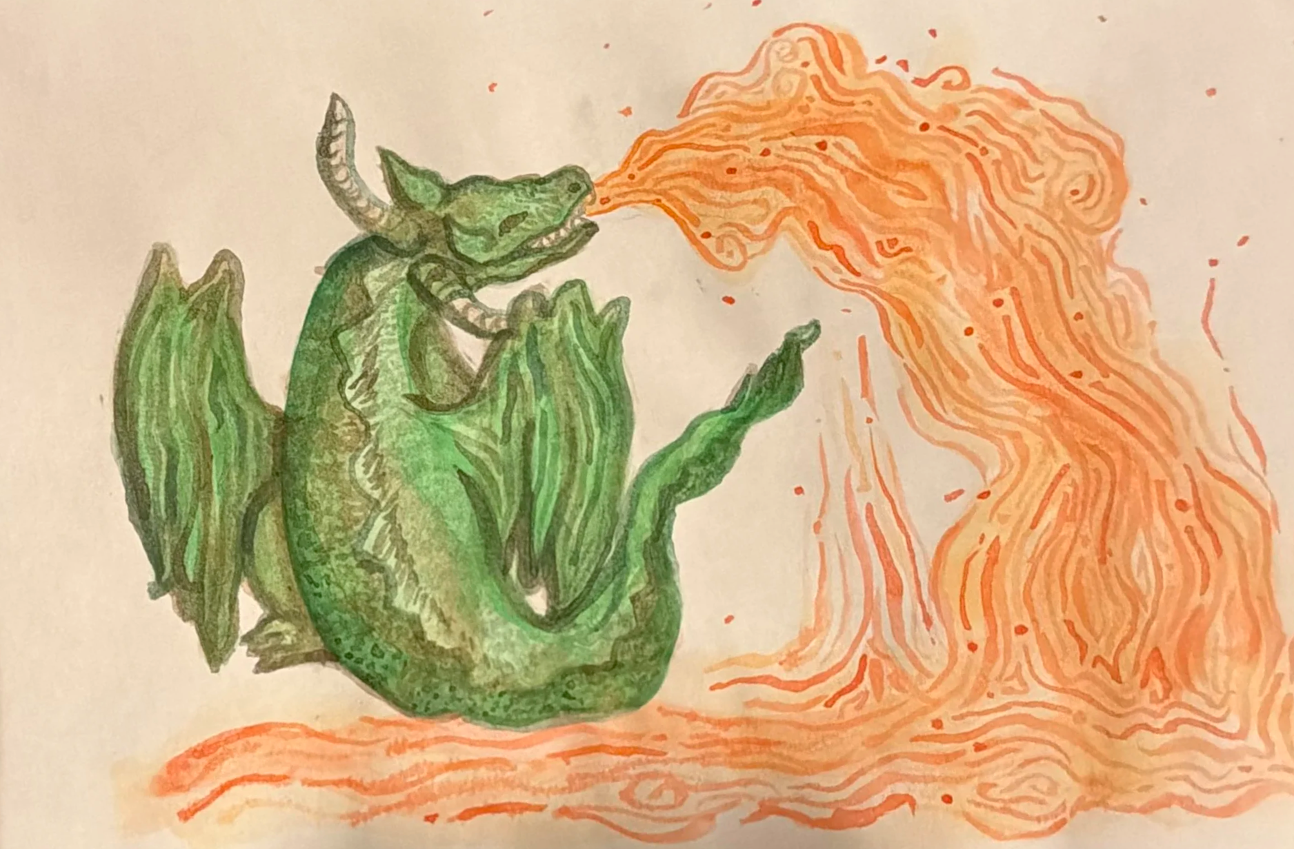 laugh on fire - watercolor on paper by Goldie Snow