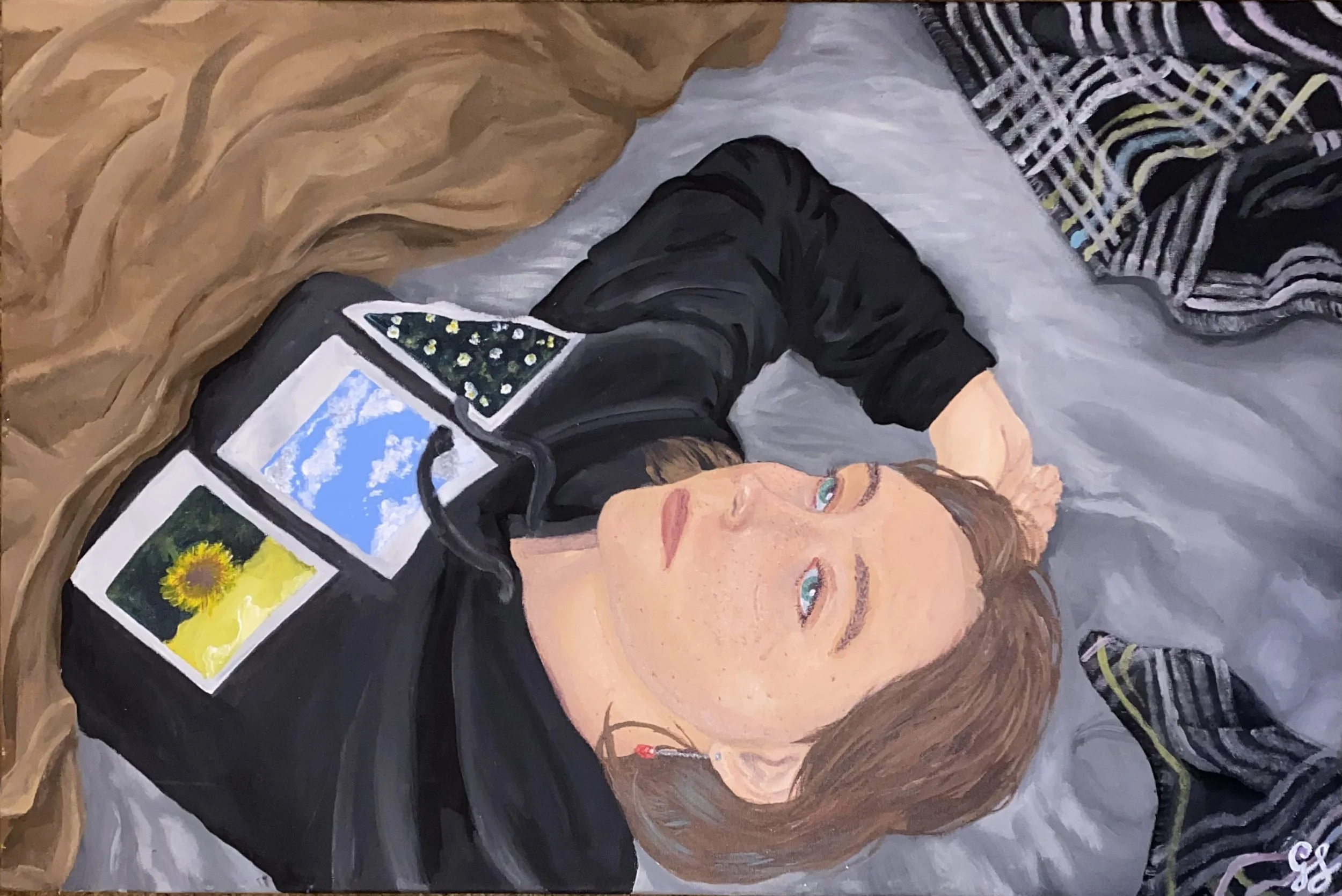 Covid Hours - Self Portrait - Acrylic on Canvas by Goldie Snow