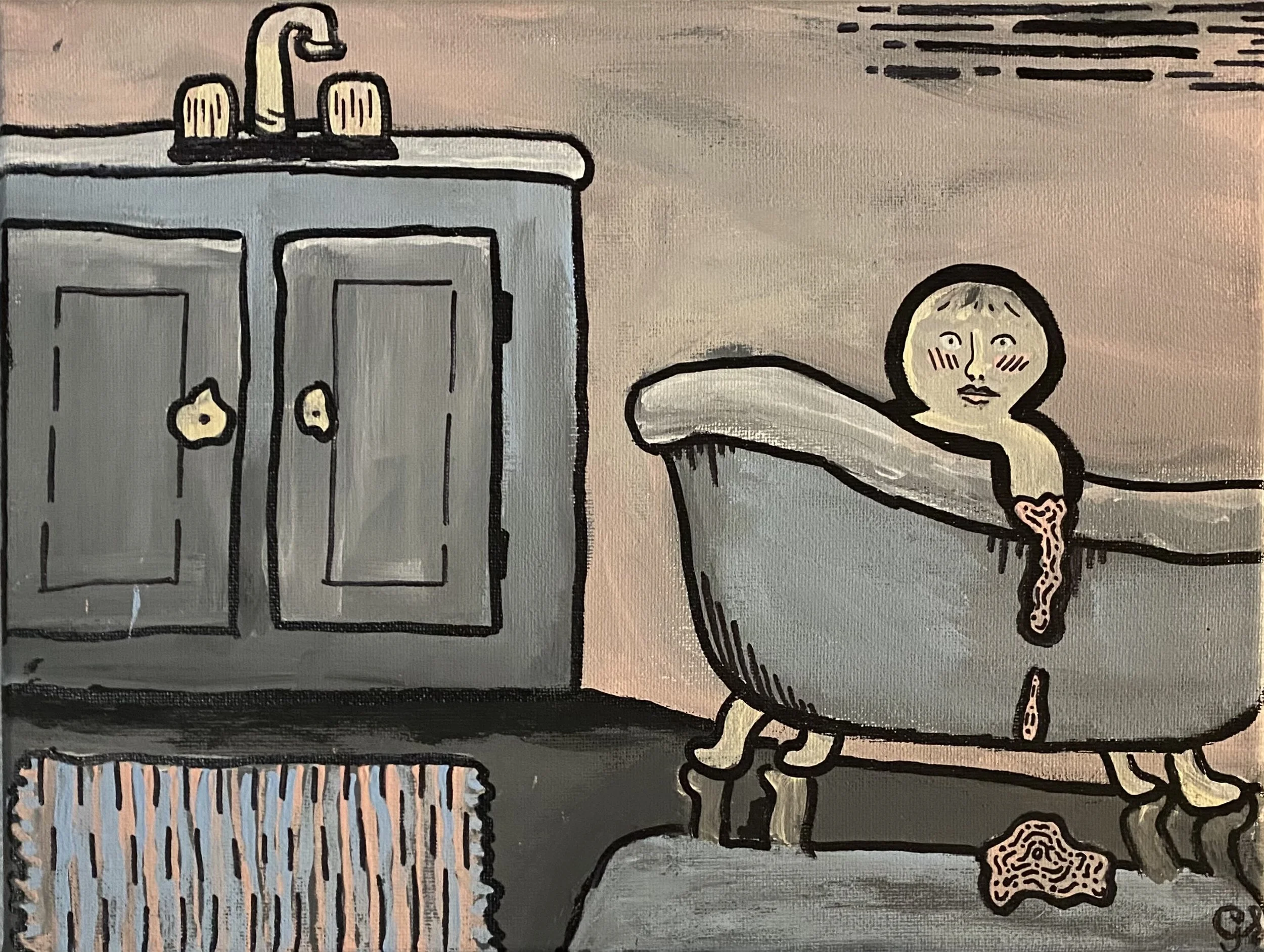 Suds - acrylic and Ink on canvas by Goldie Snow