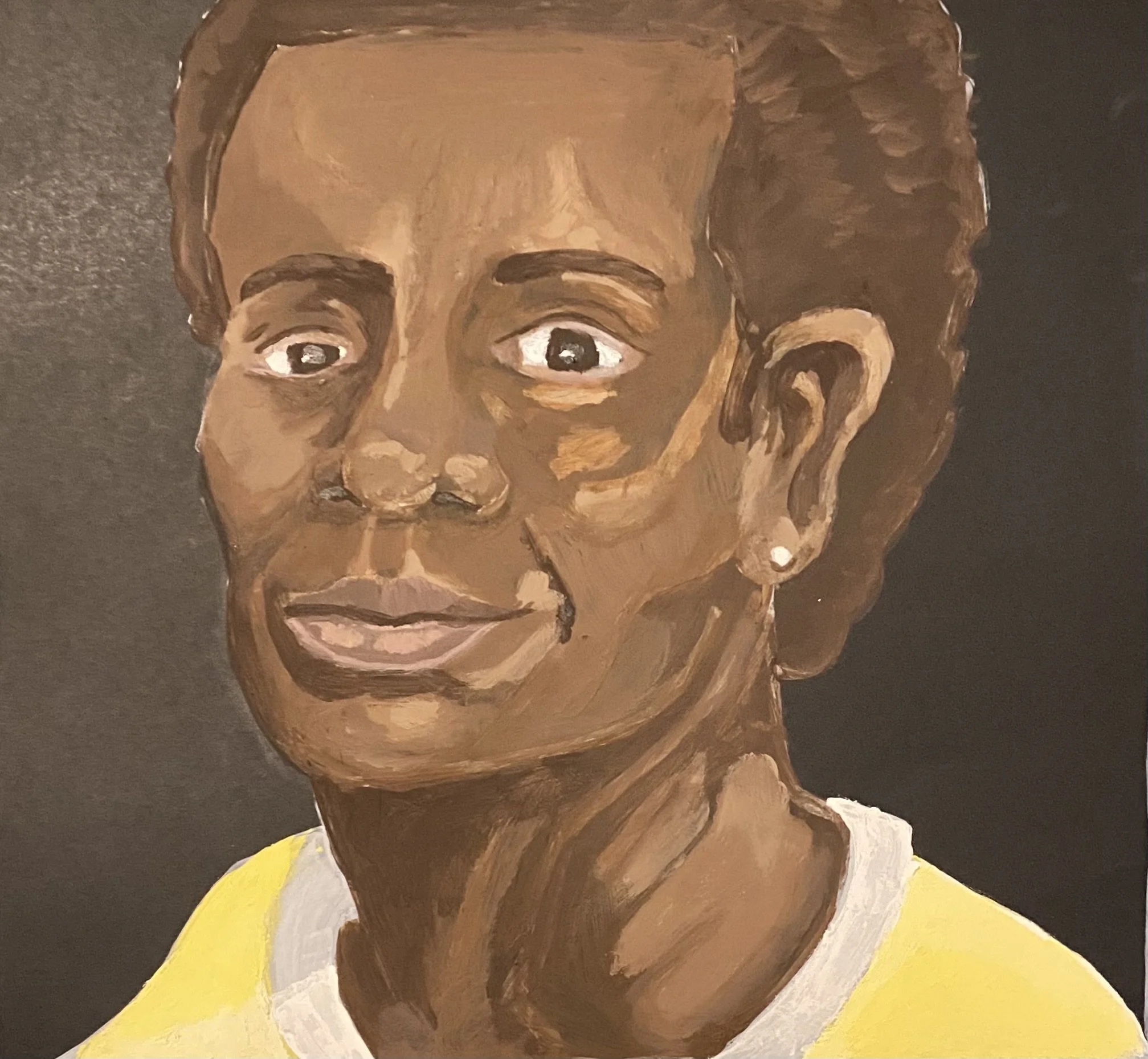 Stay a while - Acrylic Portrait on Illustration board by Goldie Snow