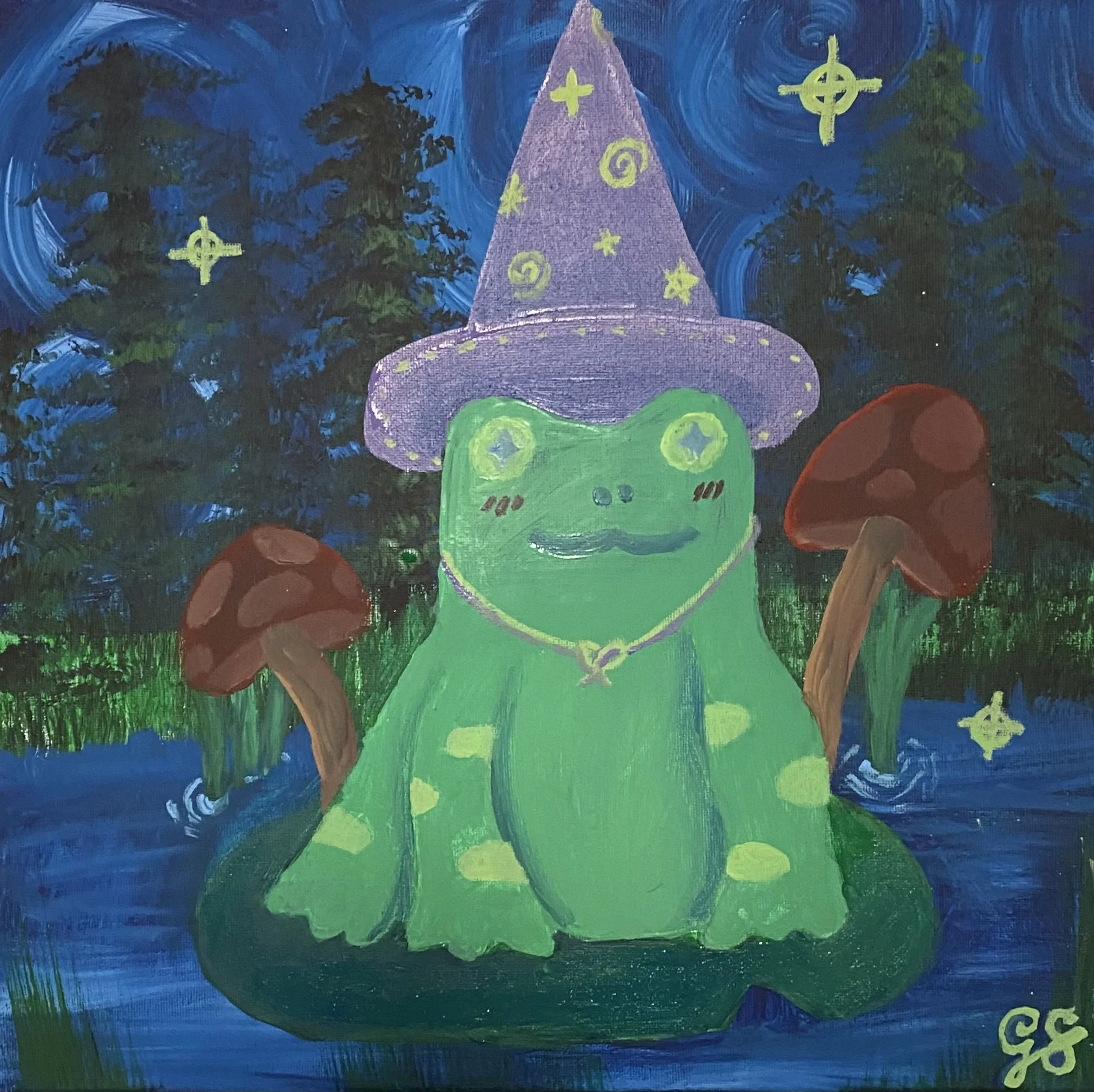 lily pad magic - acrylic on canvas by Goldie Snow
