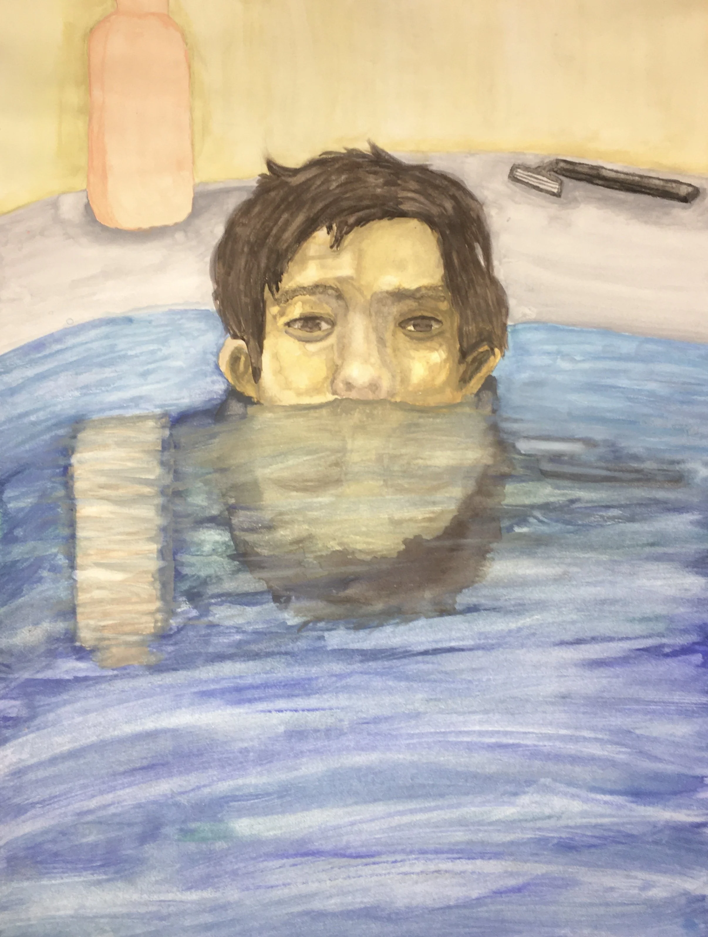 everything you see that is blue - watercolor on paper by Goldie Snow