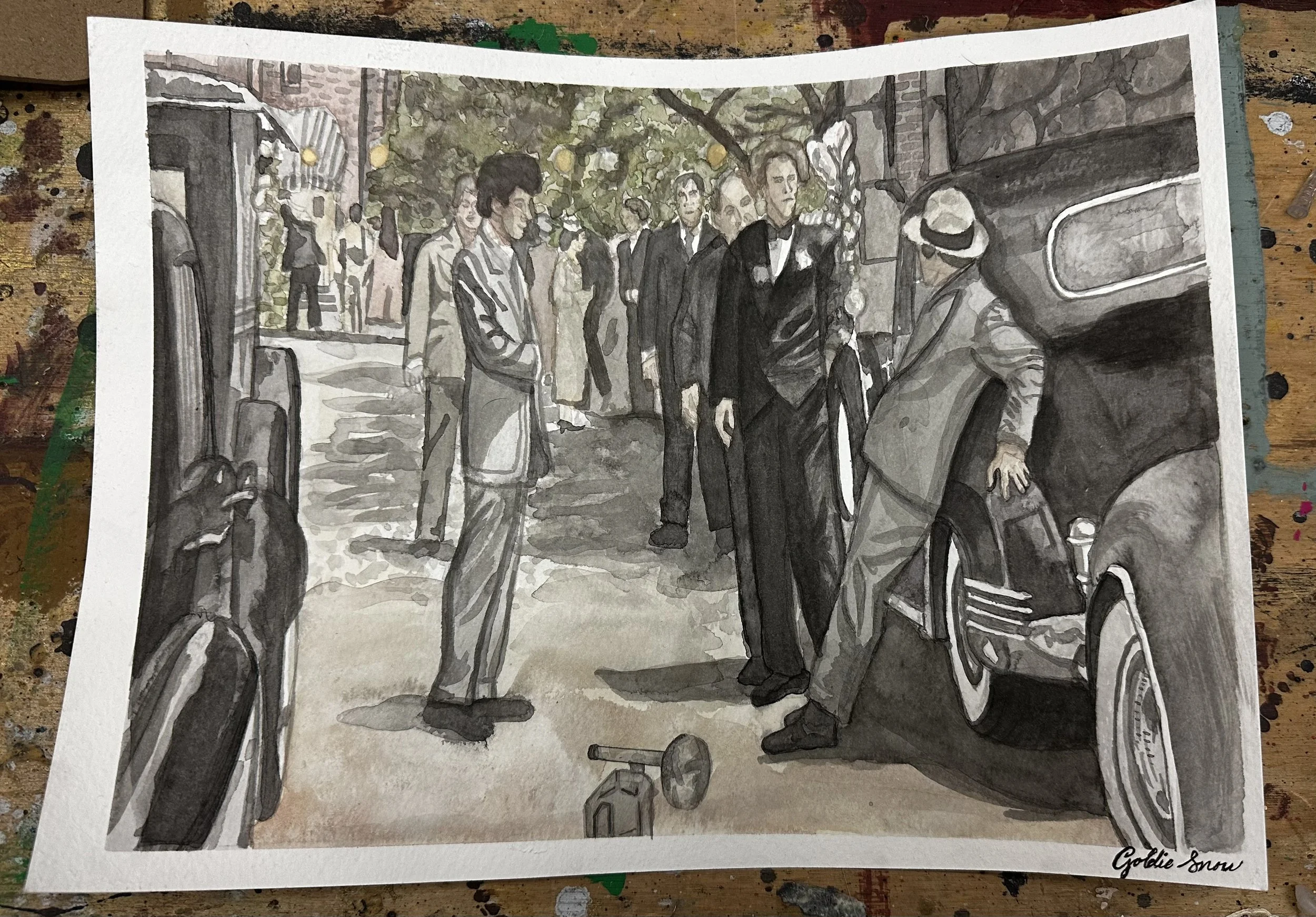 The Godfather - Ink on Illustration Board by Goldie Snow