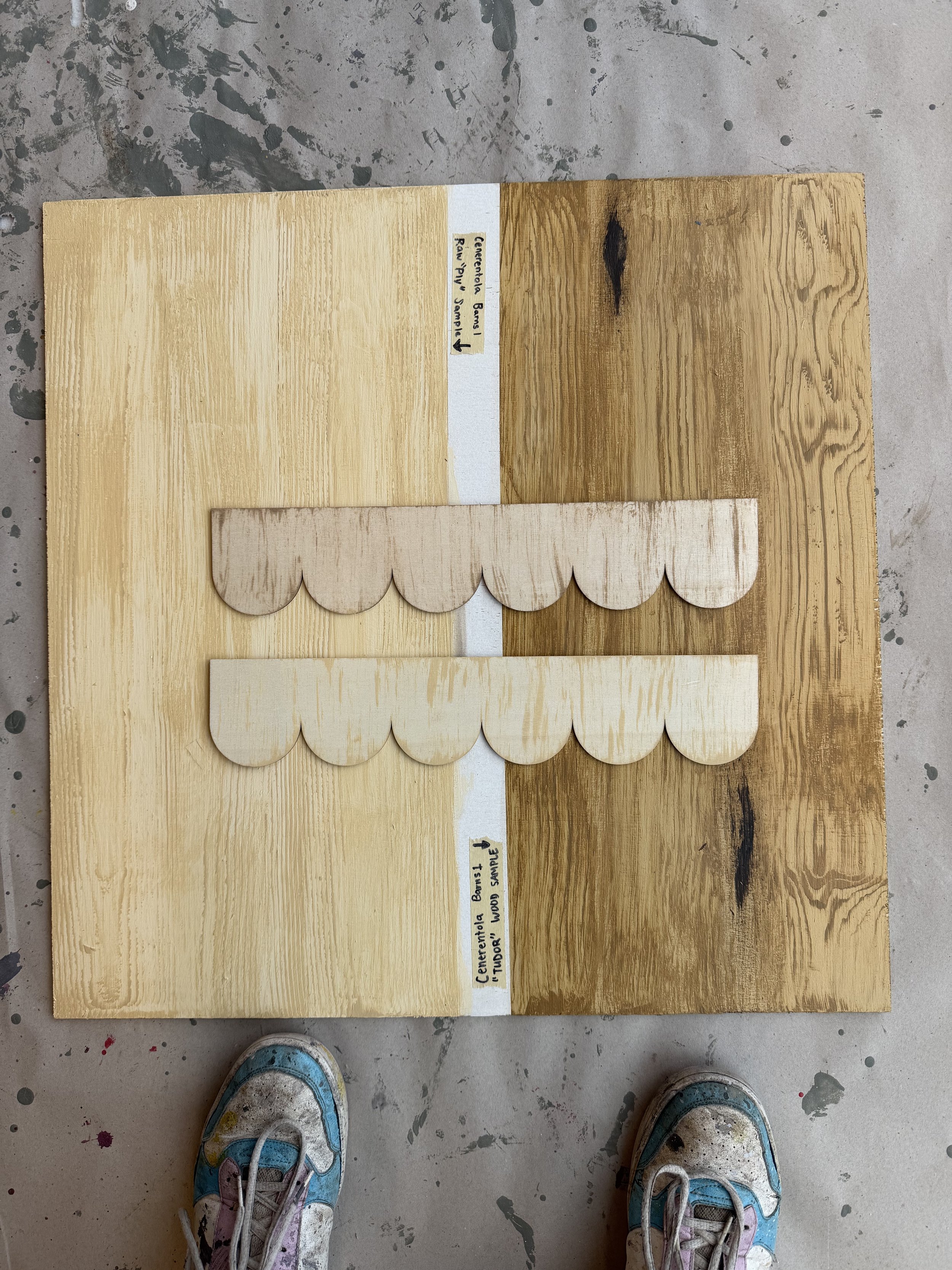 Ply, Tudor Banding, and Shingle Samples for barn walls