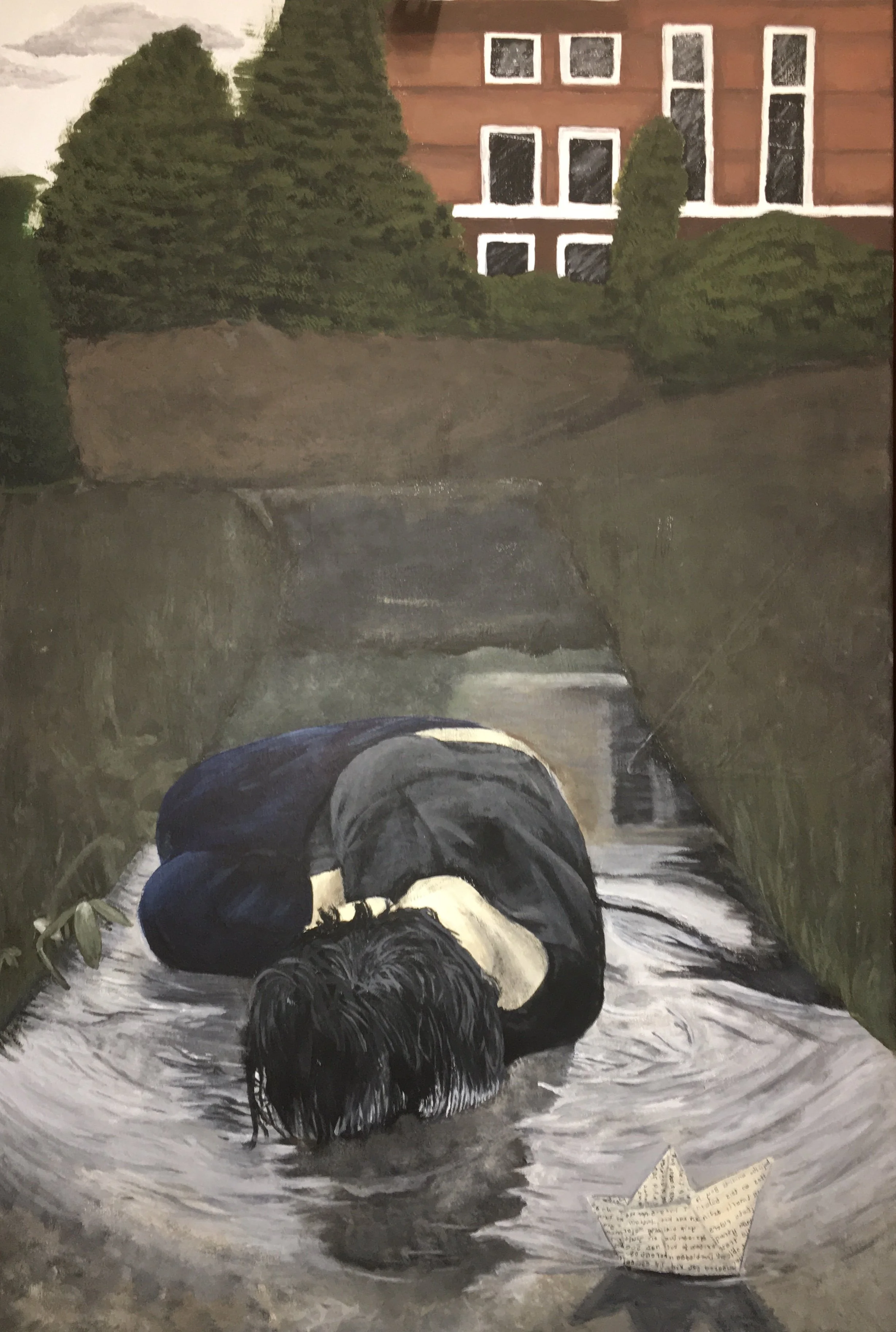 paper boat - acrylic on canvas by Goldie Snow