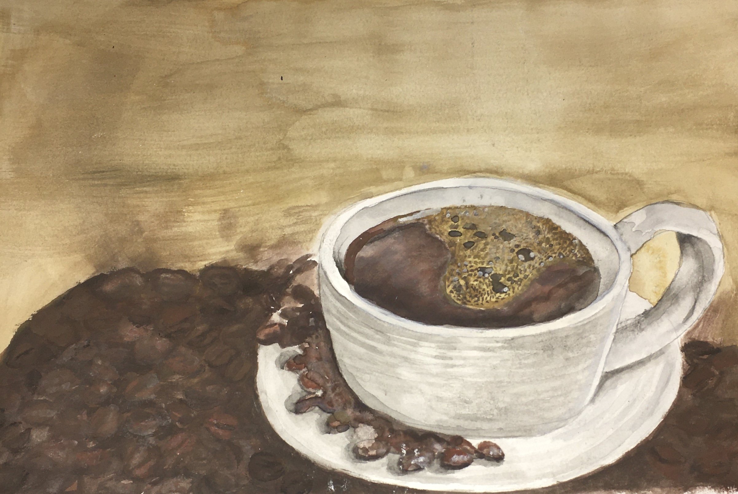 Cup of Joe - Watercolor on Paper by Goldie Snow