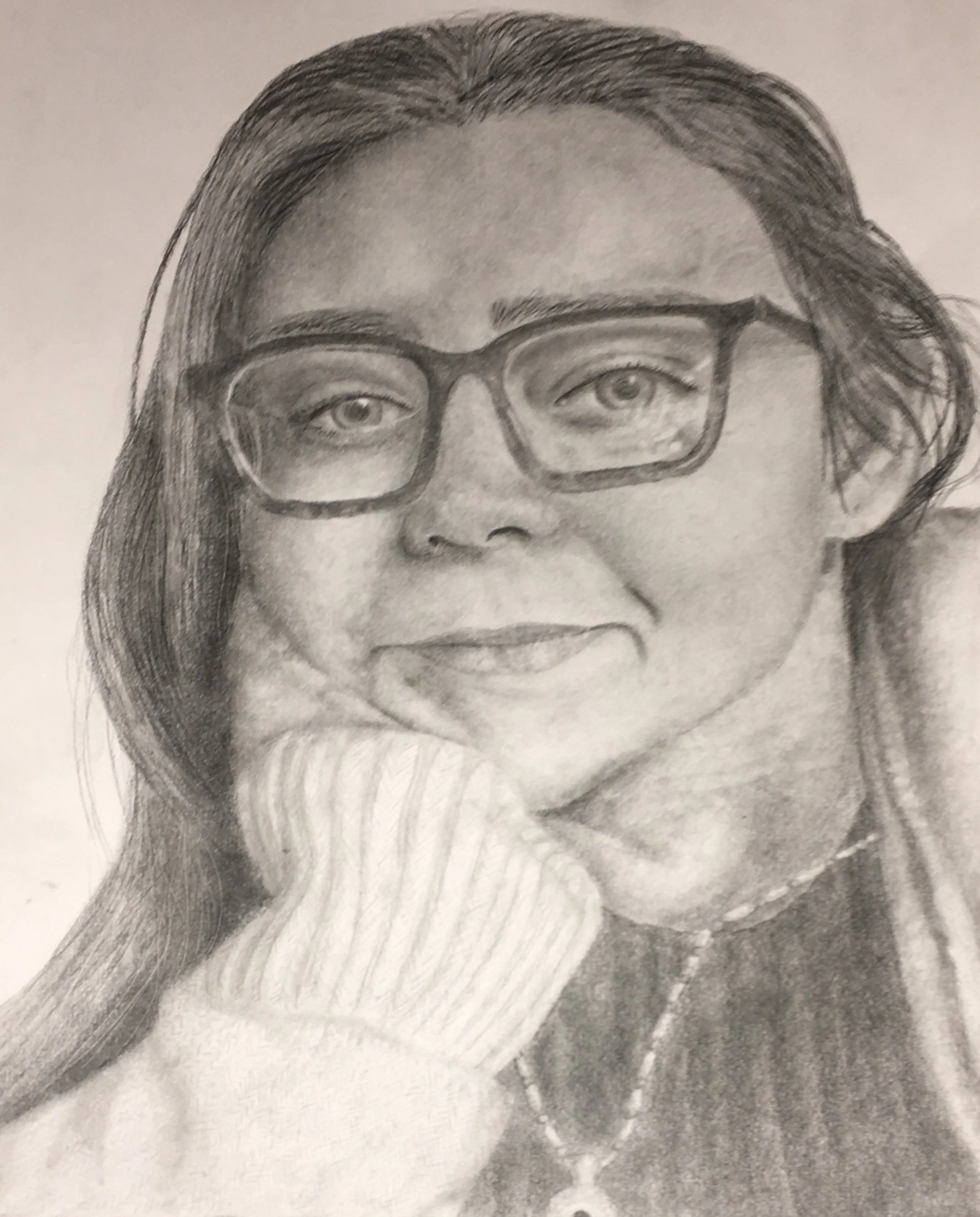 self portrait - Graphite on Paper by Goldie Snow