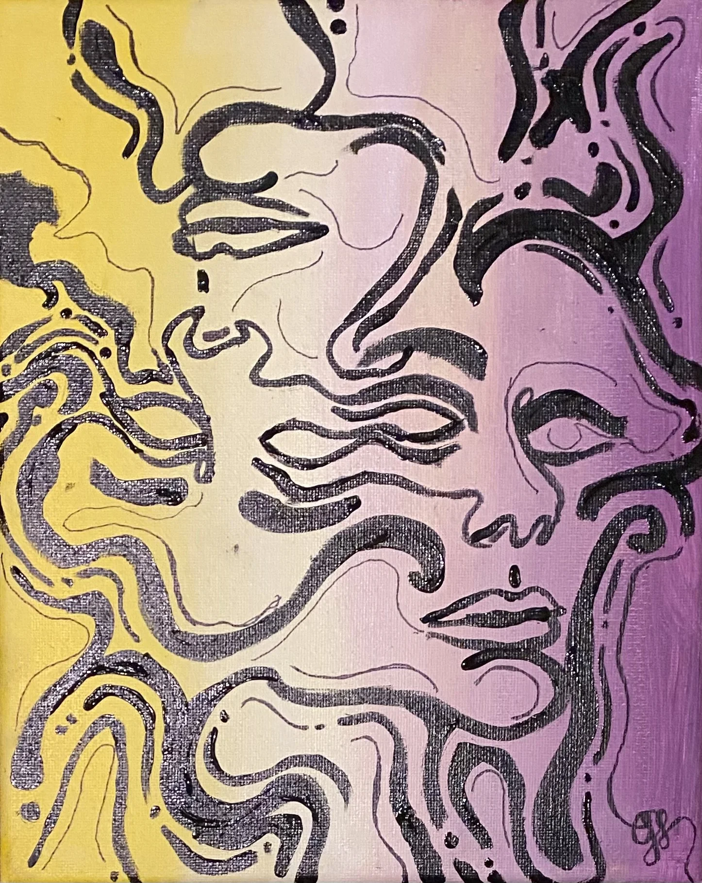 lost in translation - acrylic and ink on canvas by Goldie Snow