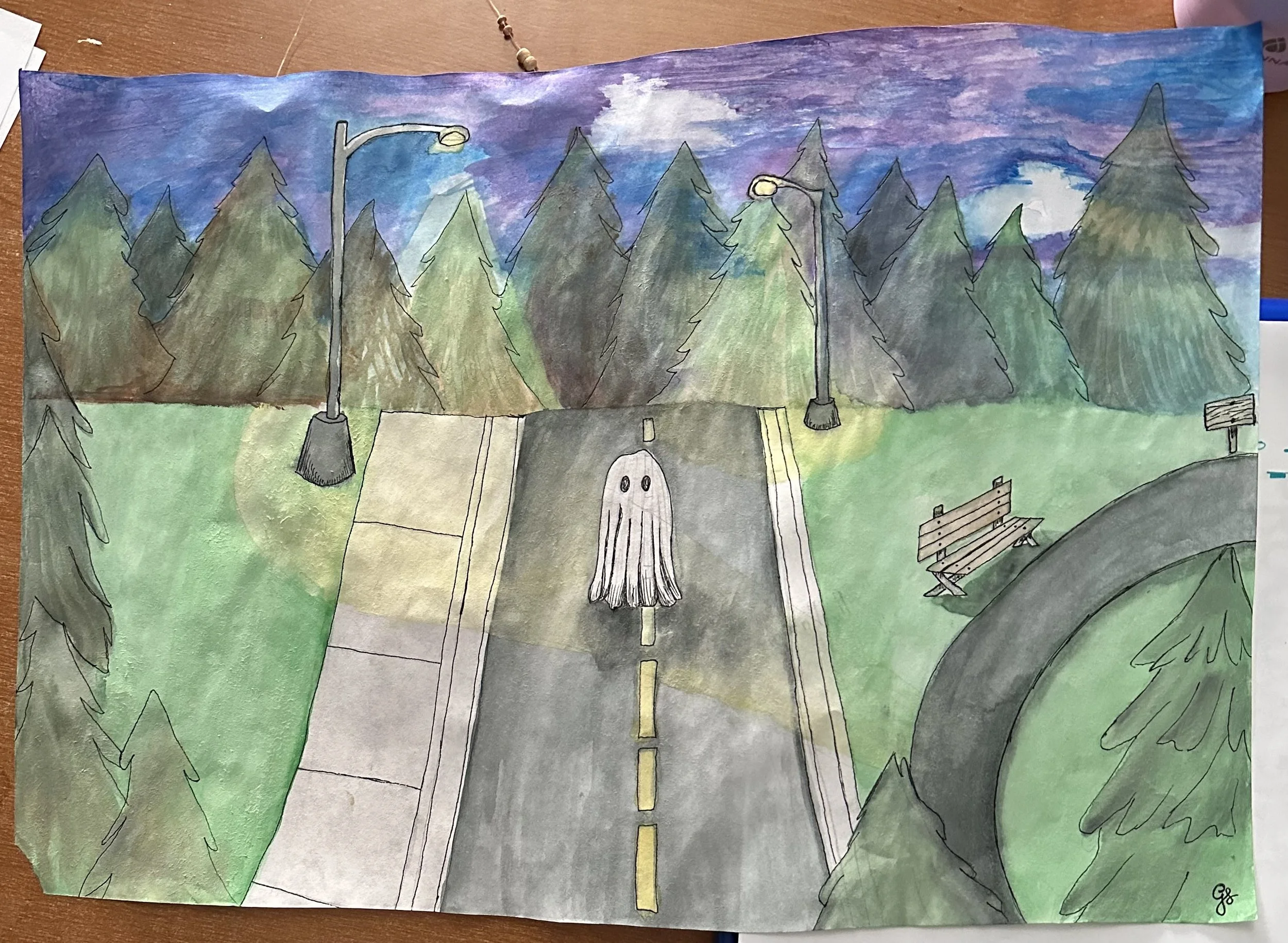 One way - Watercolor on Paper by Goldie Snow