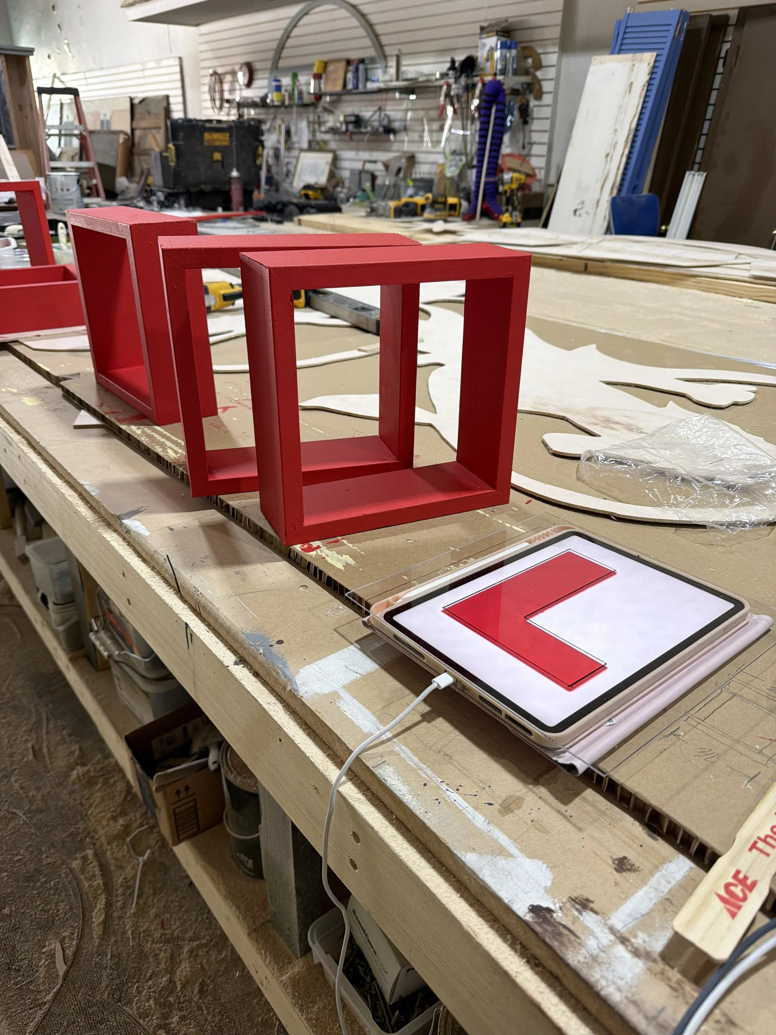 Letter Lightboxes - Traced Lettering on Plexiglass