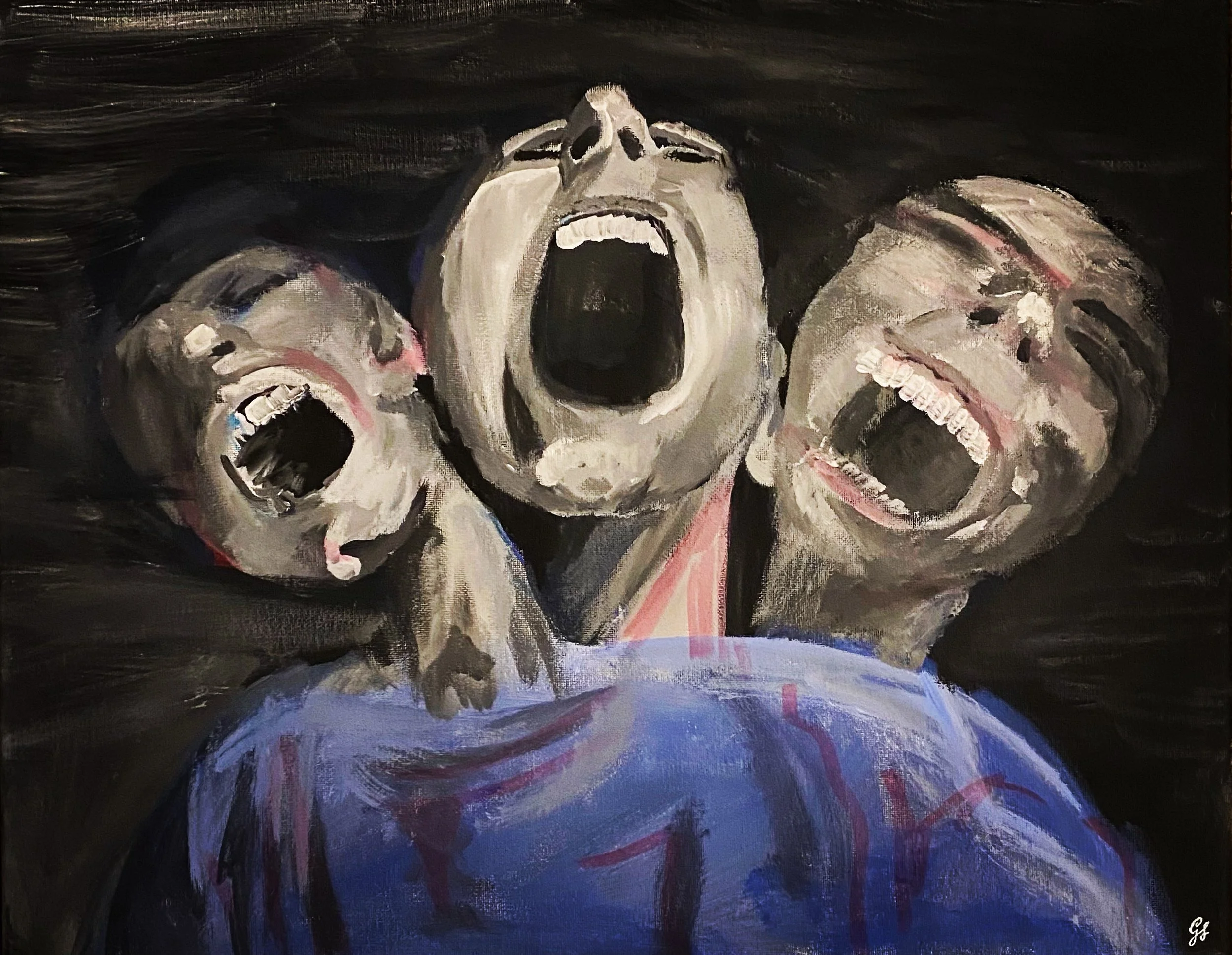 see no, speak no, hear no - acrylic on canvas by Goldie Snow