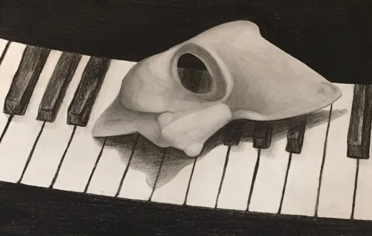 retired music - colored pencil on paper by Goldie Snow