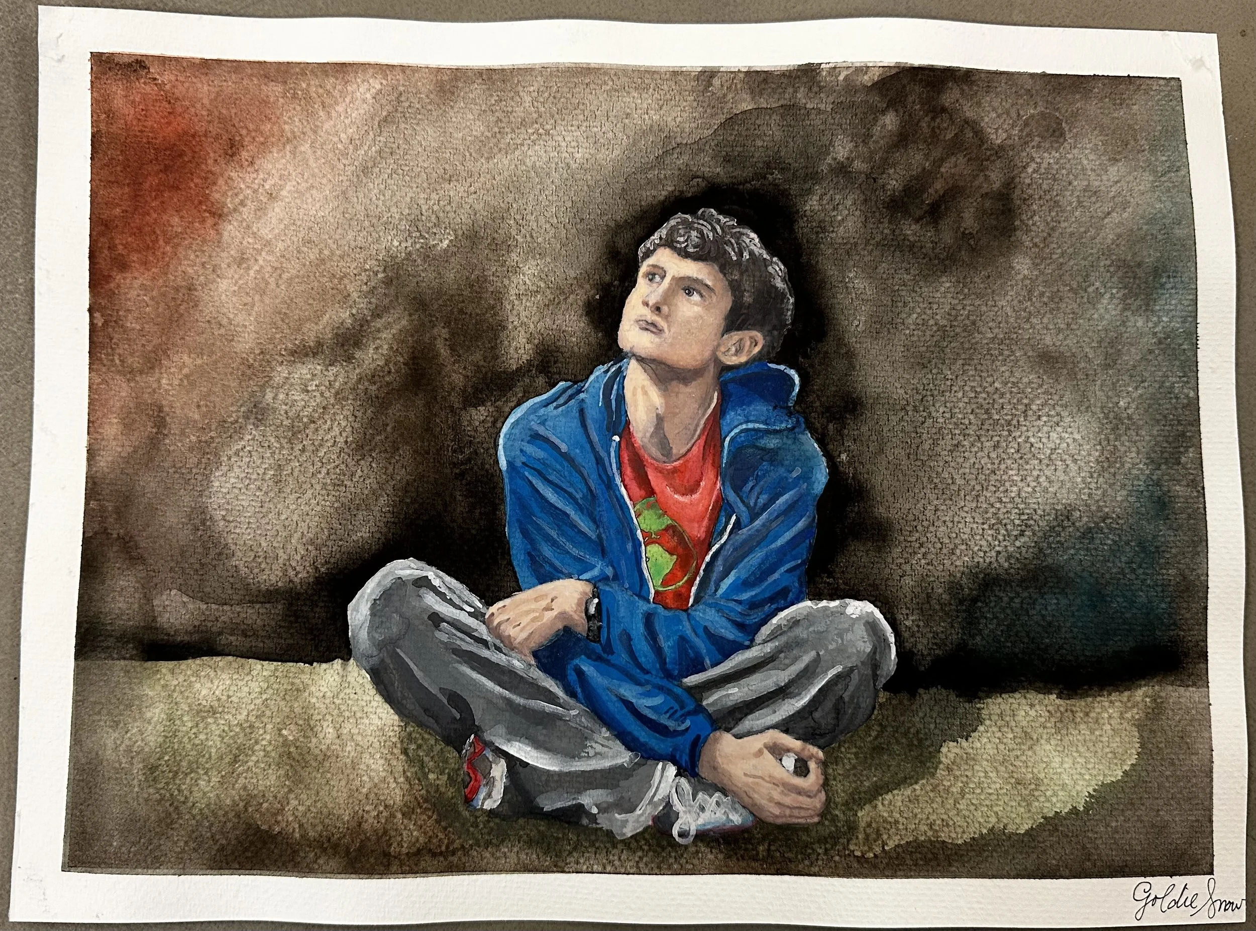 A Curious Incident - Gouache on Illustration Board by Goldie Snow